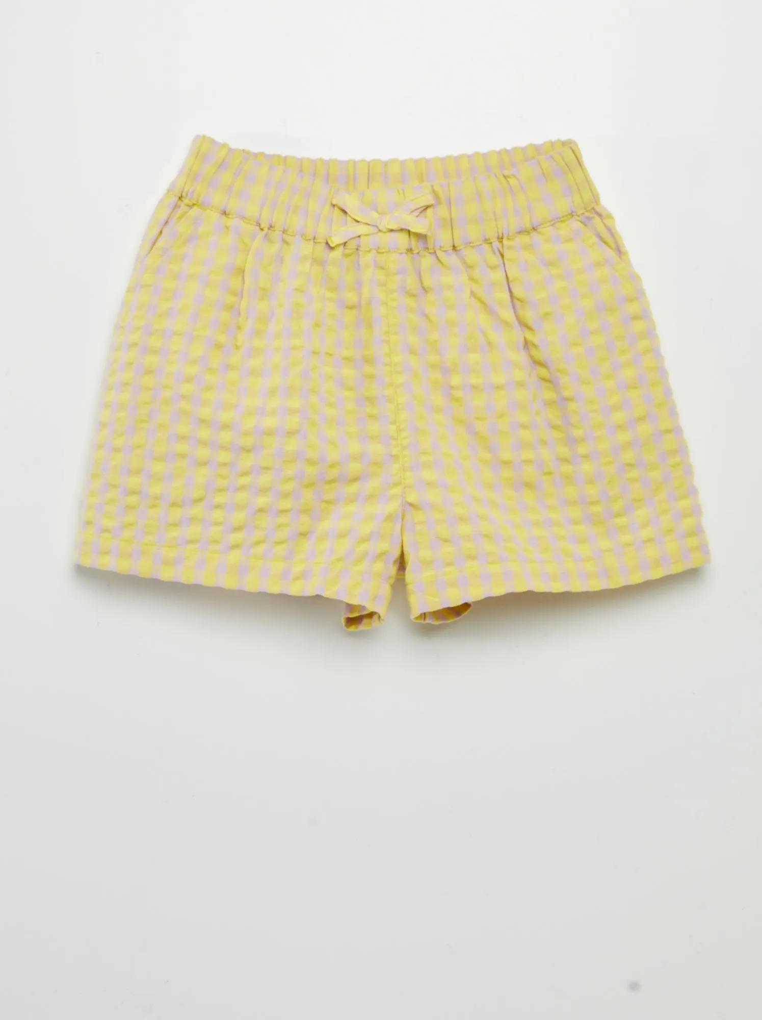 Shorts goffrati a quadri - GIALLO