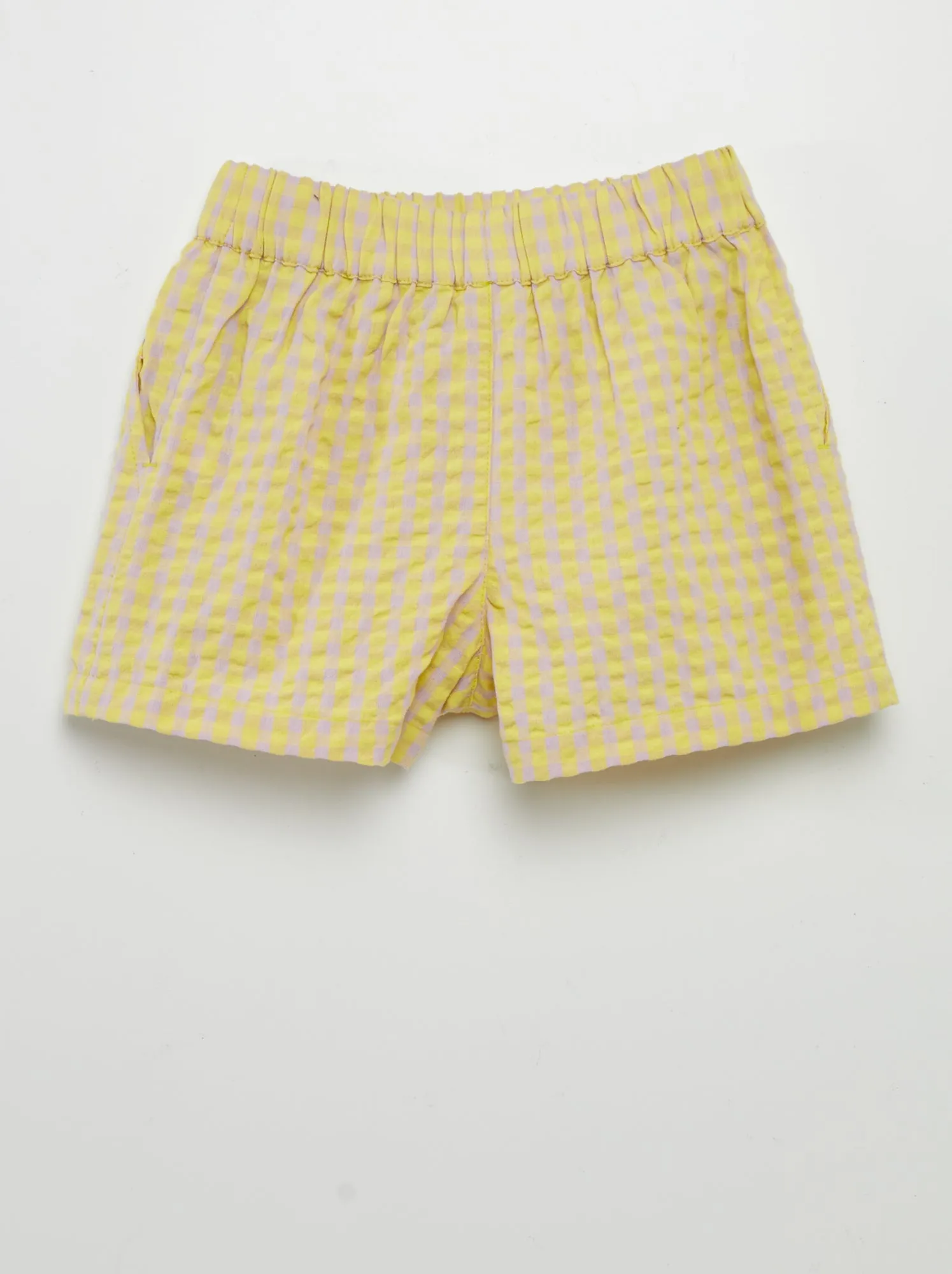 Shorts goffrati a quadri - GIALLO