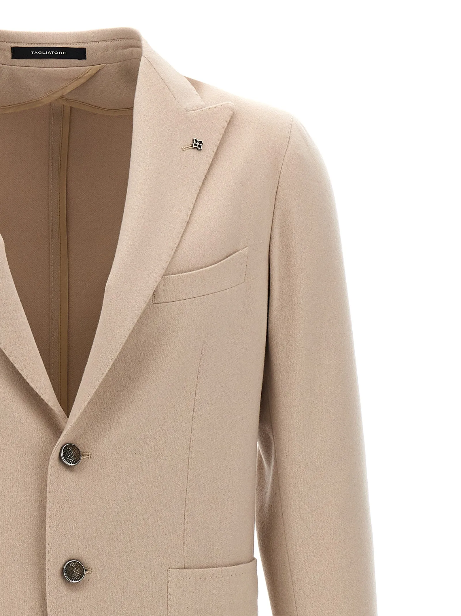 Single-Breasted Cashmere Blazer Beige
