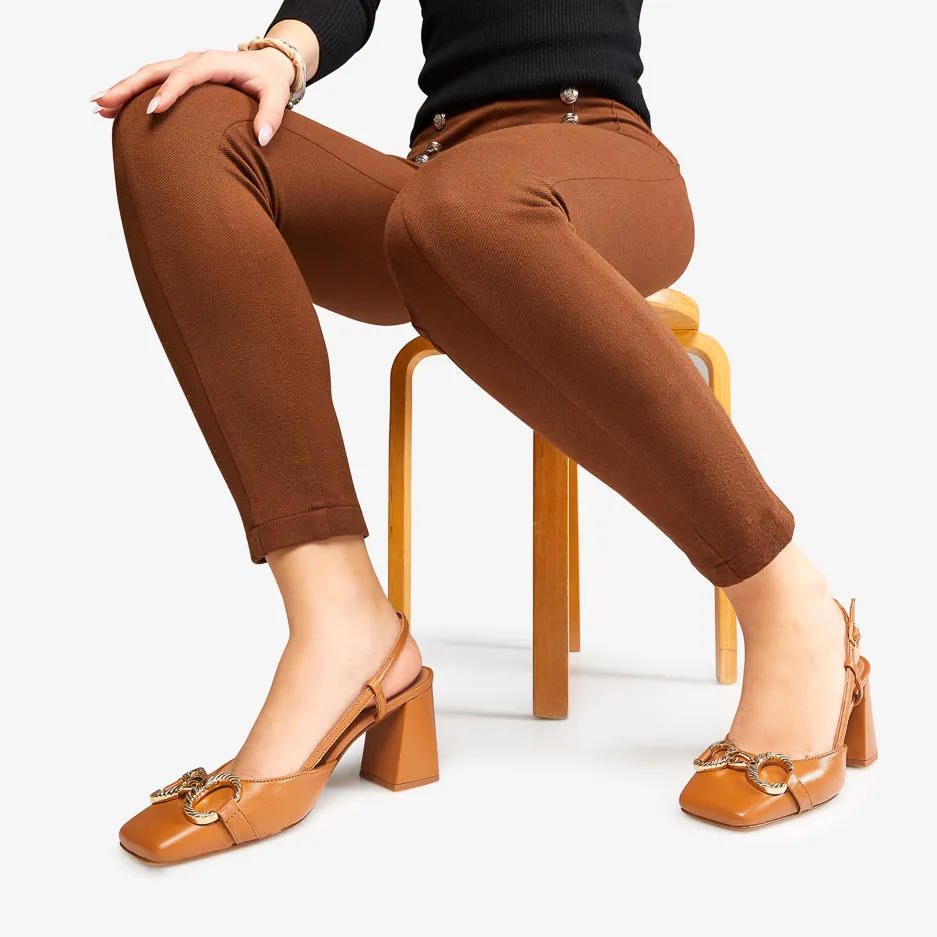 Slingback Cuoio Quadra