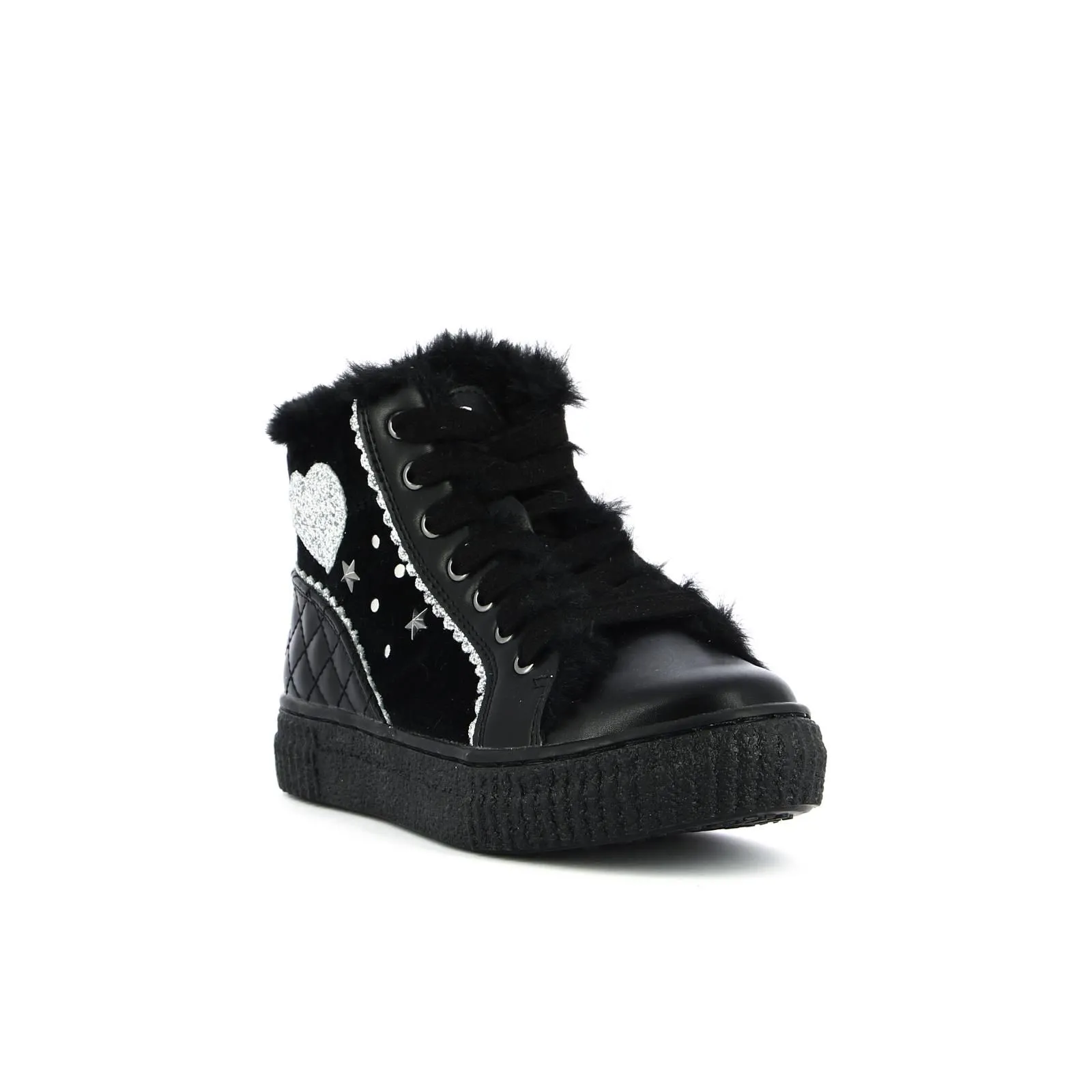Sneakers alte con peluche e borchie