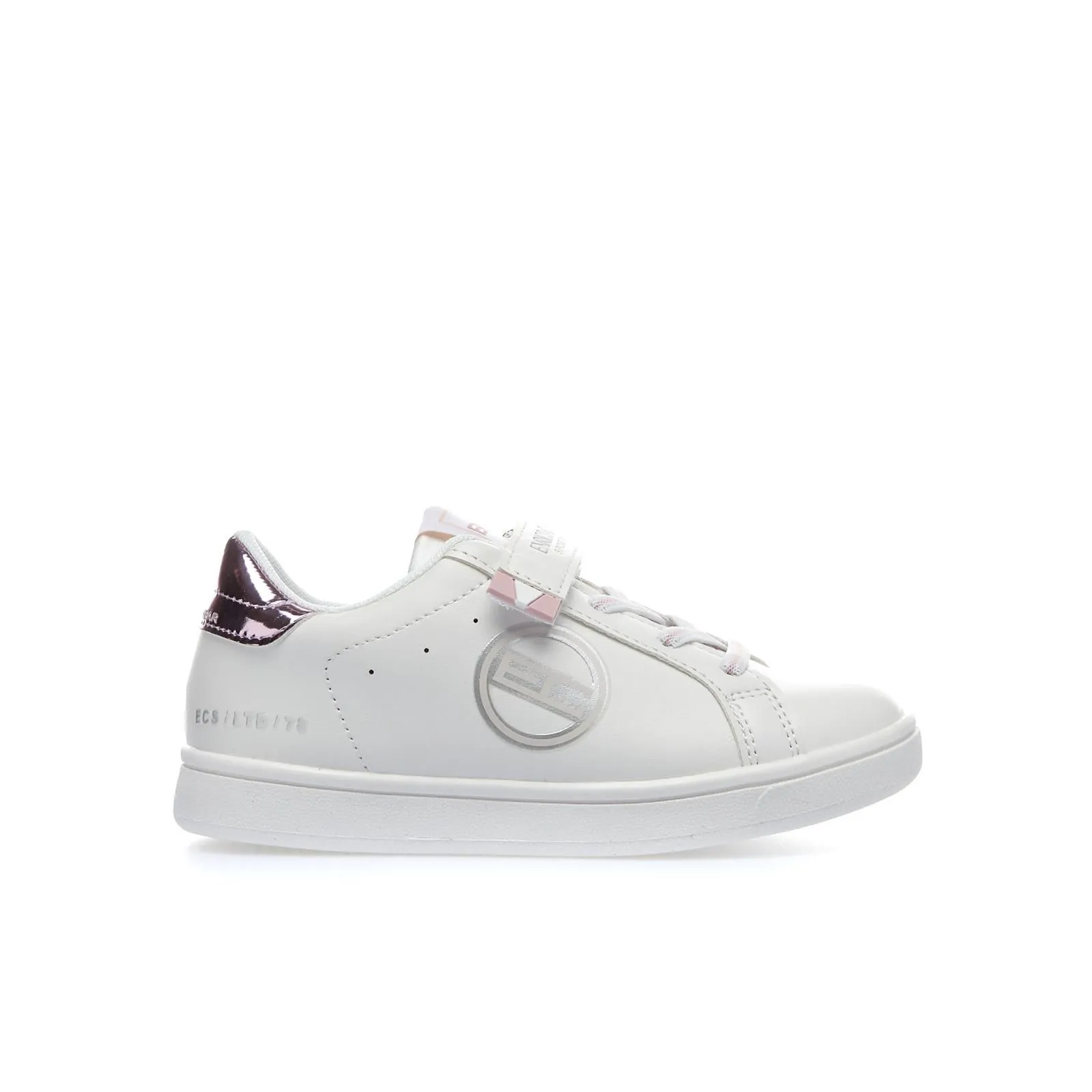 Sneakers bianco bambina con velcro e lacci