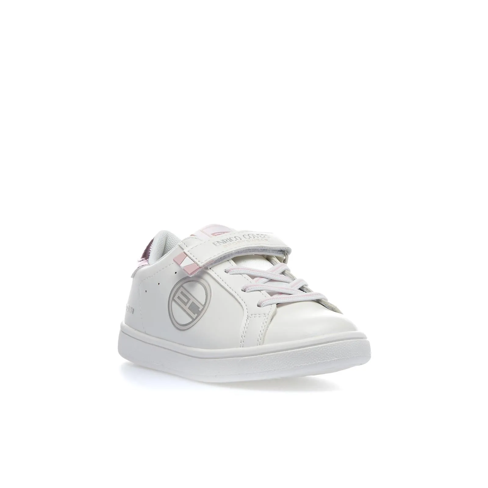 Sneakers bianco bambina con velcro e lacci