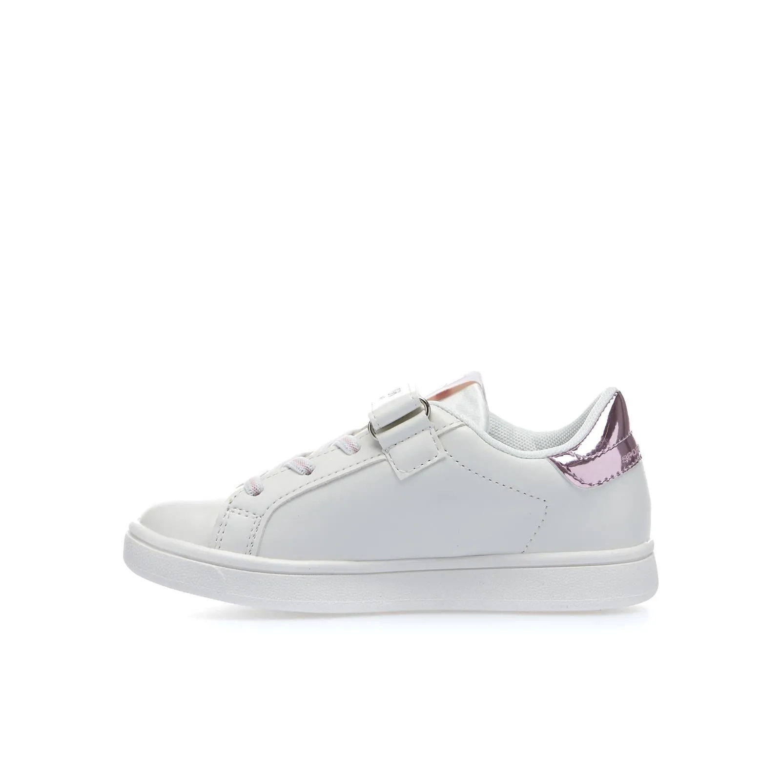 Sneakers bianco bambina con velcro e lacci