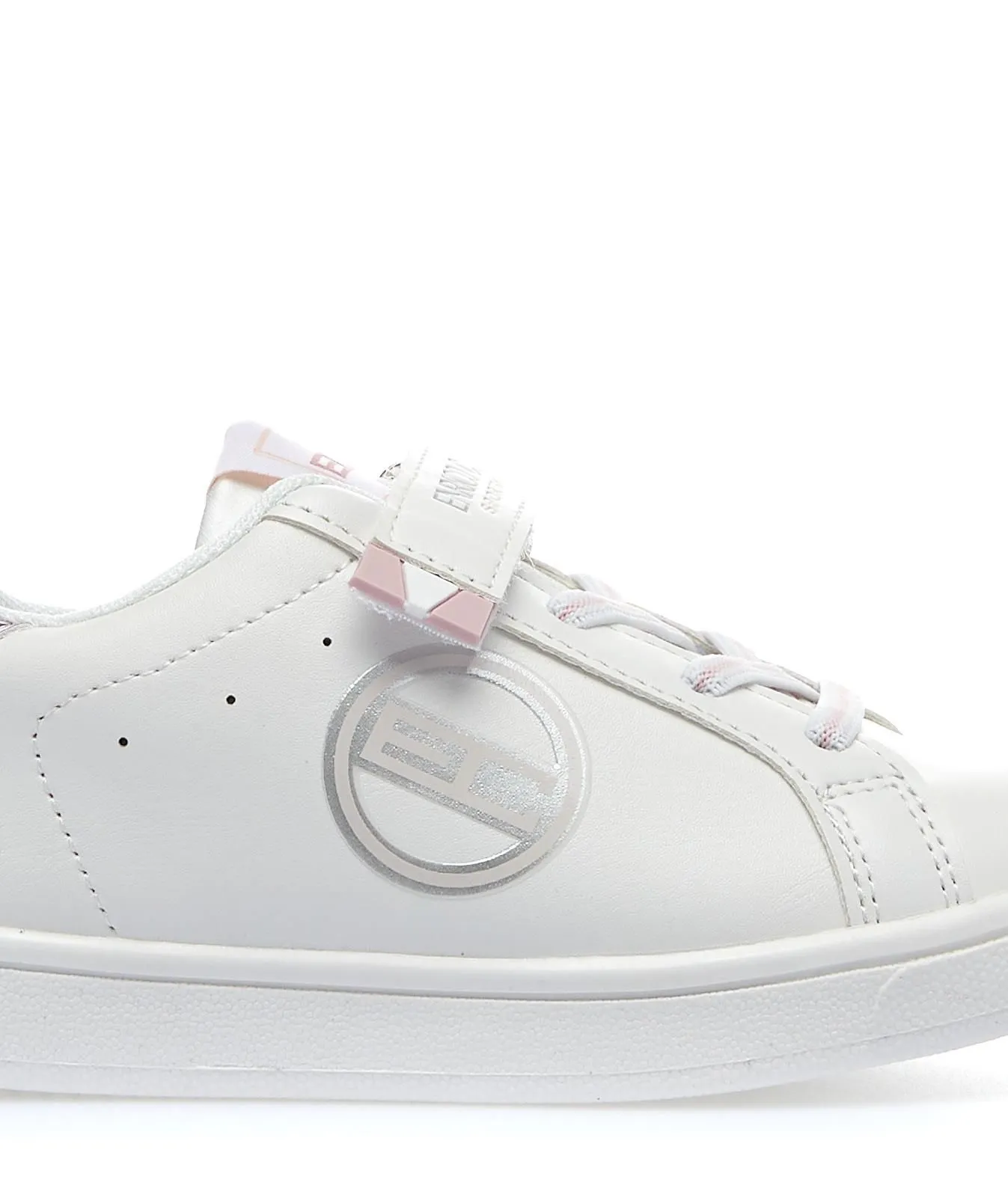 Sneakers bianco bambina con velcro e lacci