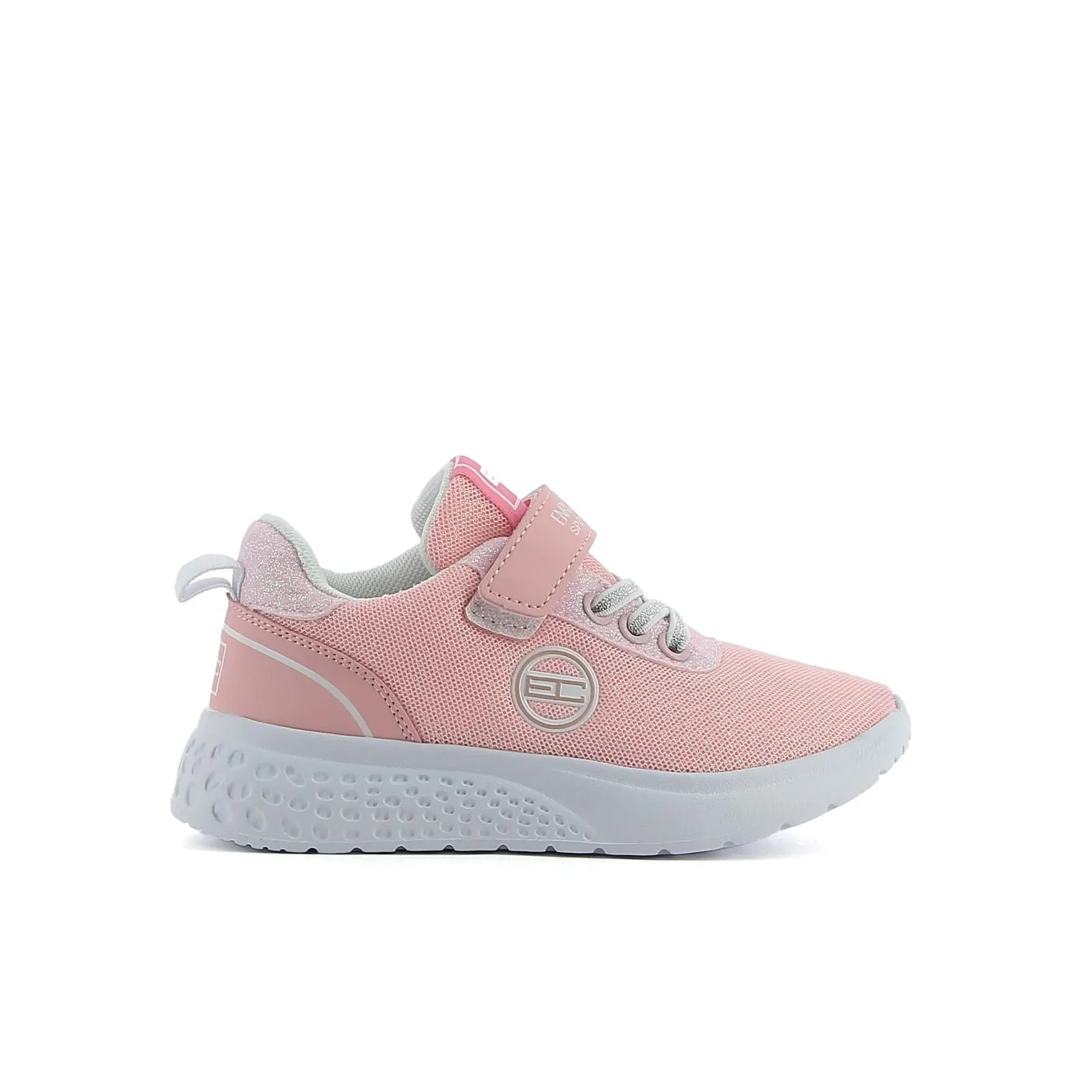 Sneakers rosa con lacci e velcro
