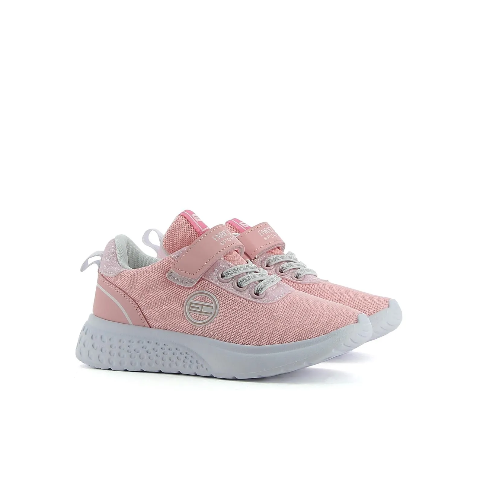 Sneakers rosa con lacci e velcro