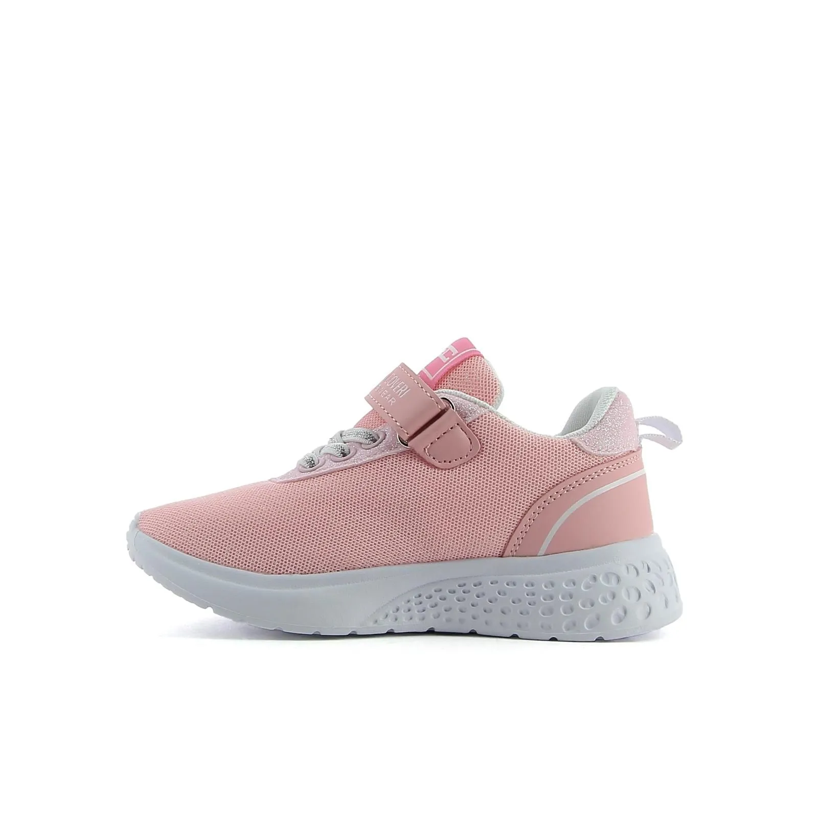 Sneakers rosa con lacci e velcro