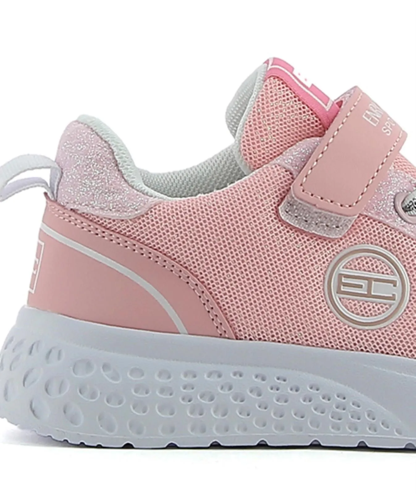 Sneakers rosa con lacci e velcro