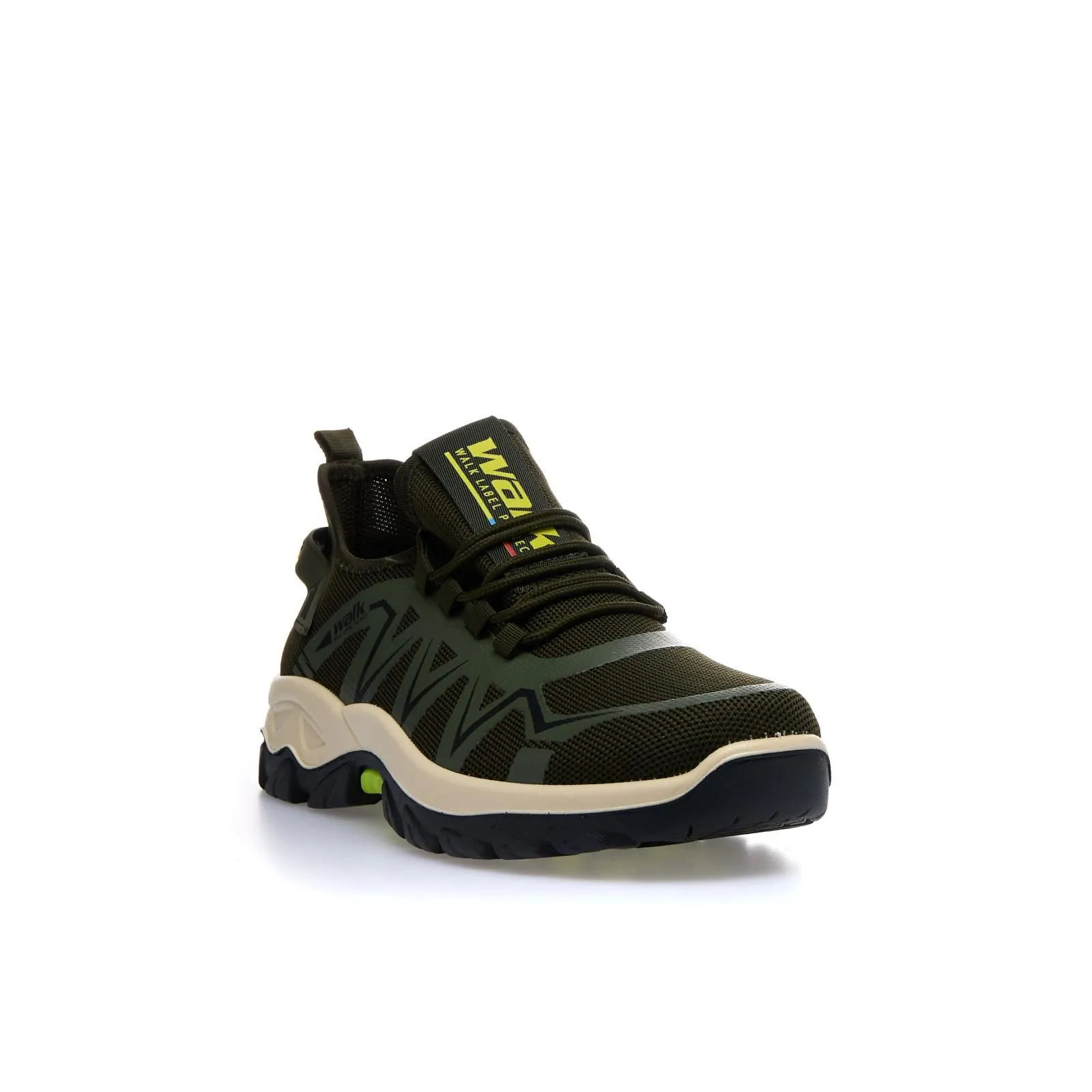 Sneakers uomo verdi da trekking con lacci