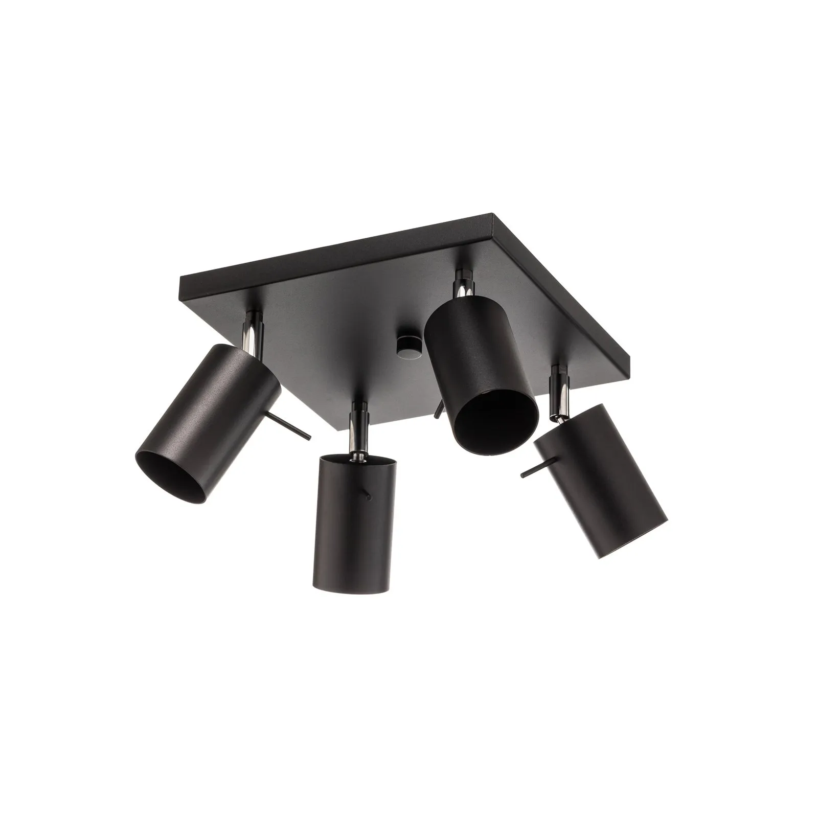 Spot da soffitto Round in nero, 4 luci quadrato