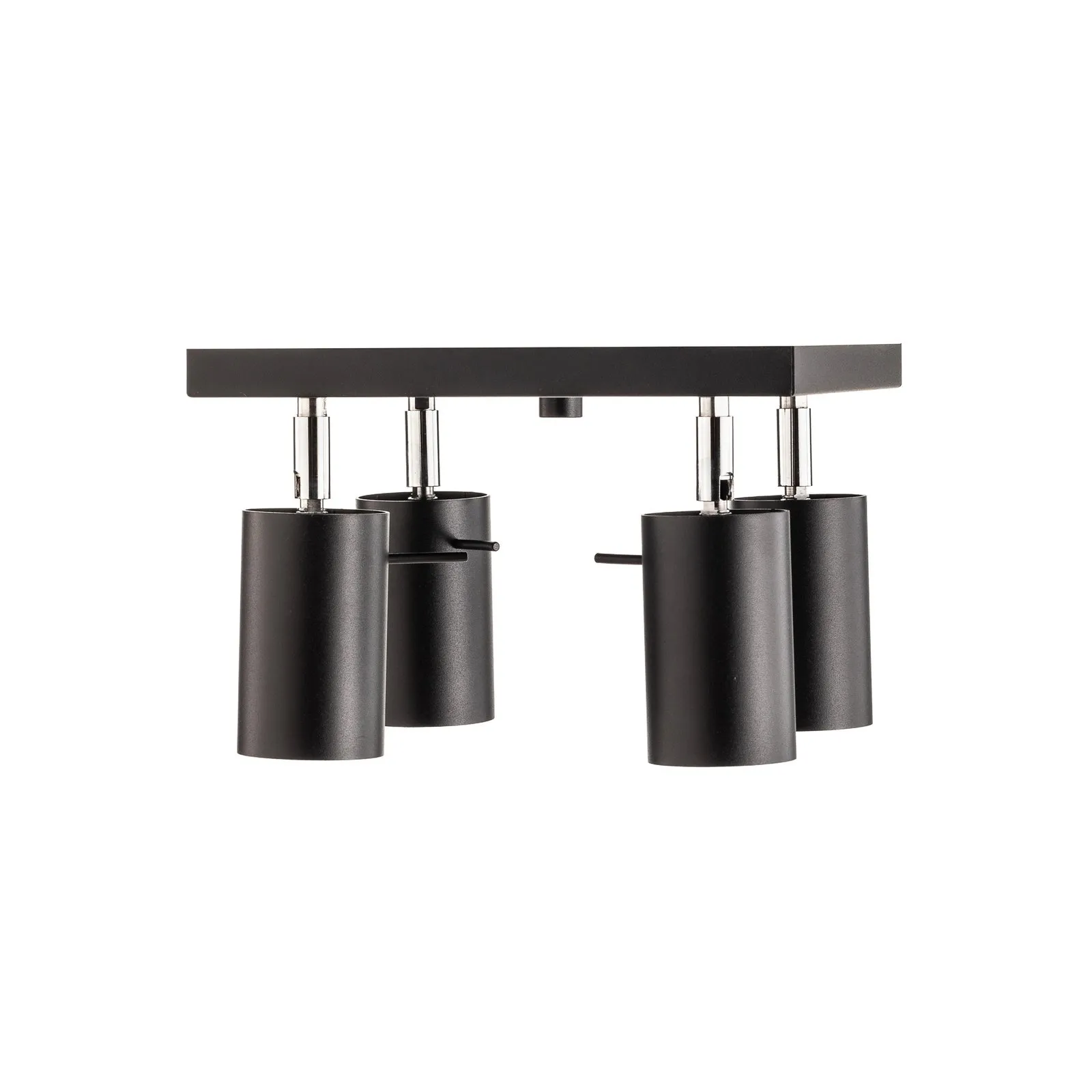 Spot da soffitto Round in nero, 4 luci quadrato