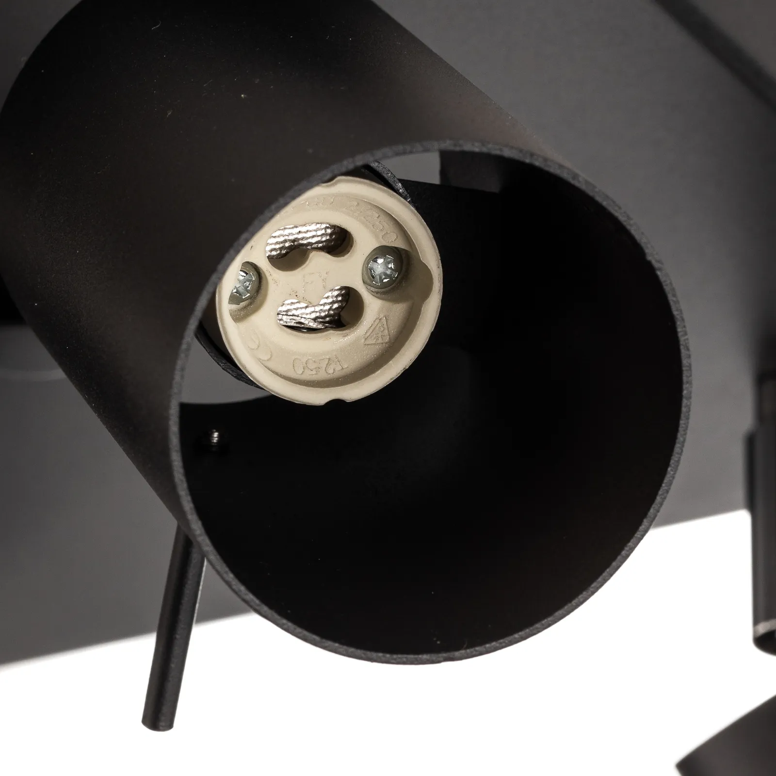 Spot da soffitto Round in nero, 4 luci quadrato
