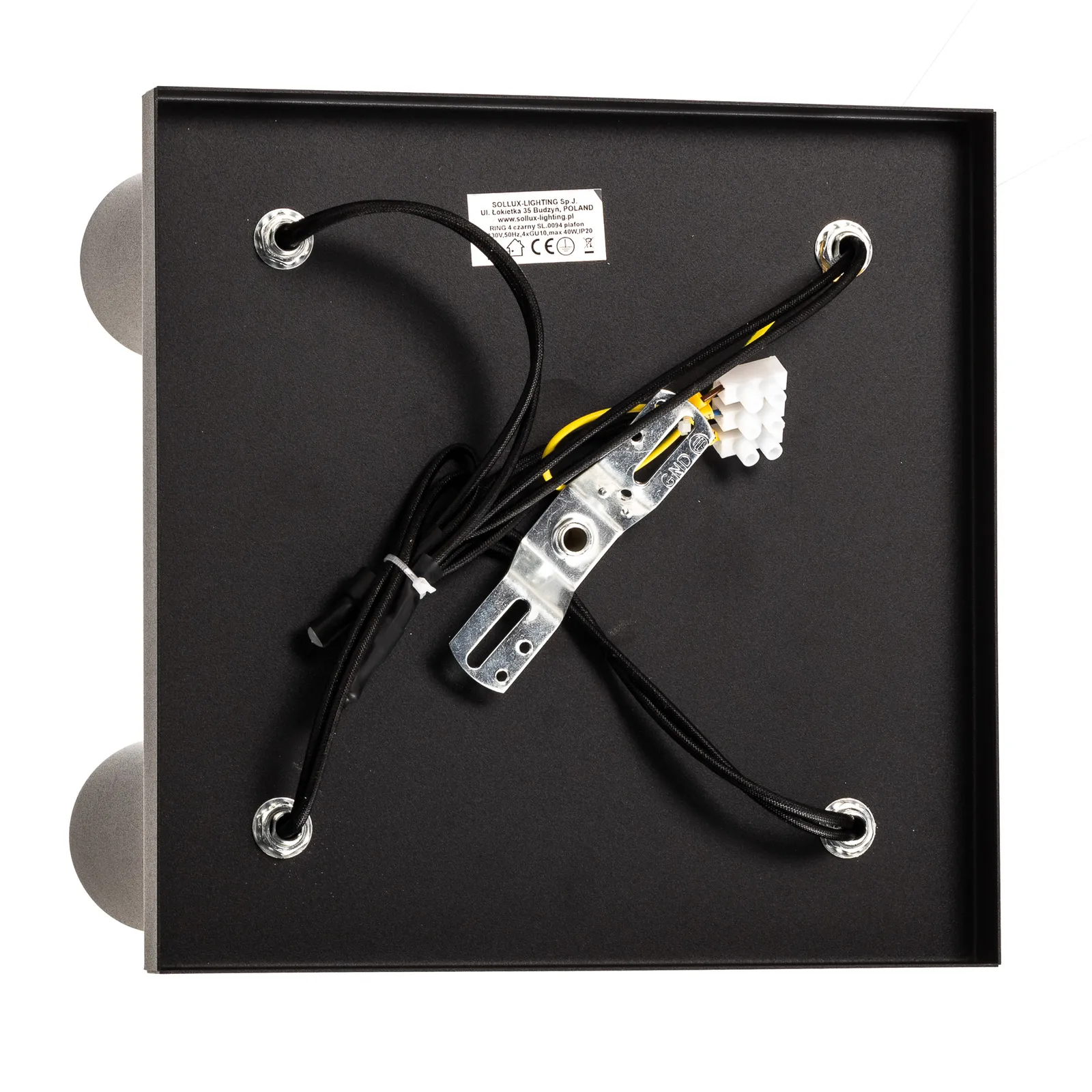 Spot da soffitto Round in nero, 4 luci quadrato
