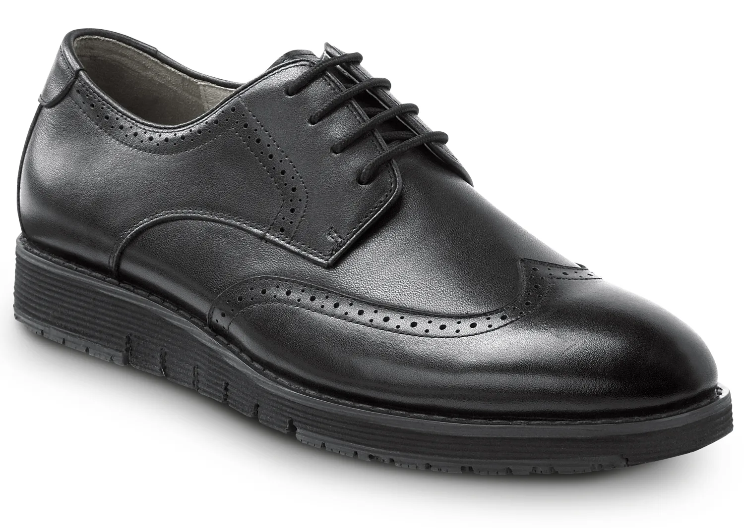SR MAX  Durham, Men's, Black, Wingtip Dress Style, MaxTRAX Slip Resistant, Soft Toe Work Shoe