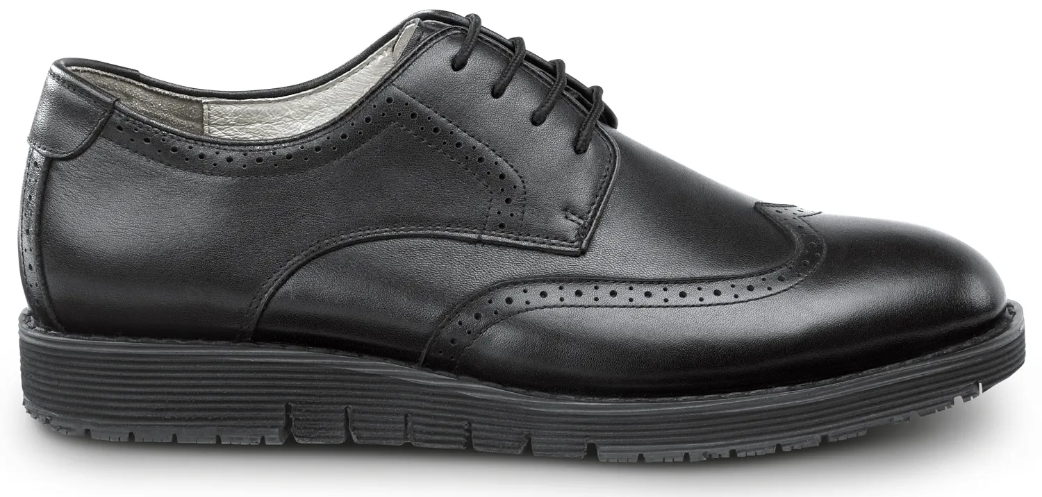 SR MAX  Durham, Men's, Black, Wingtip Dress Style, MaxTRAX Slip Resistant, Soft Toe Work Shoe