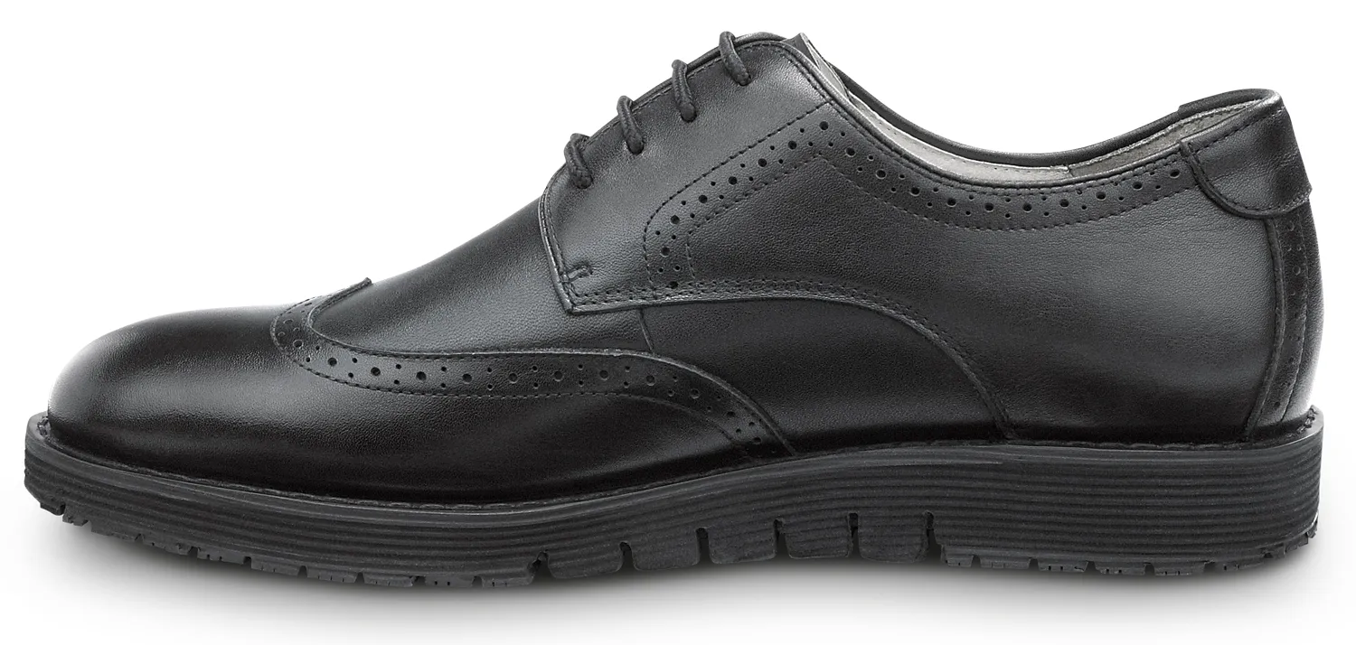SR MAX  Durham, Men's, Black, Wingtip Dress Style, MaxTRAX Slip Resistant, Soft Toe Work Shoe