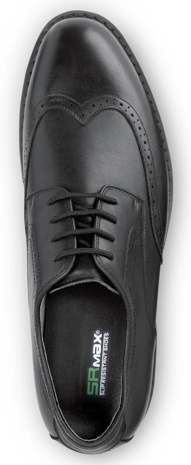 SR MAX  Durham, Men's, Black, Wingtip Dress Style, MaxTRAX Slip Resistant, Soft Toe Work Shoe