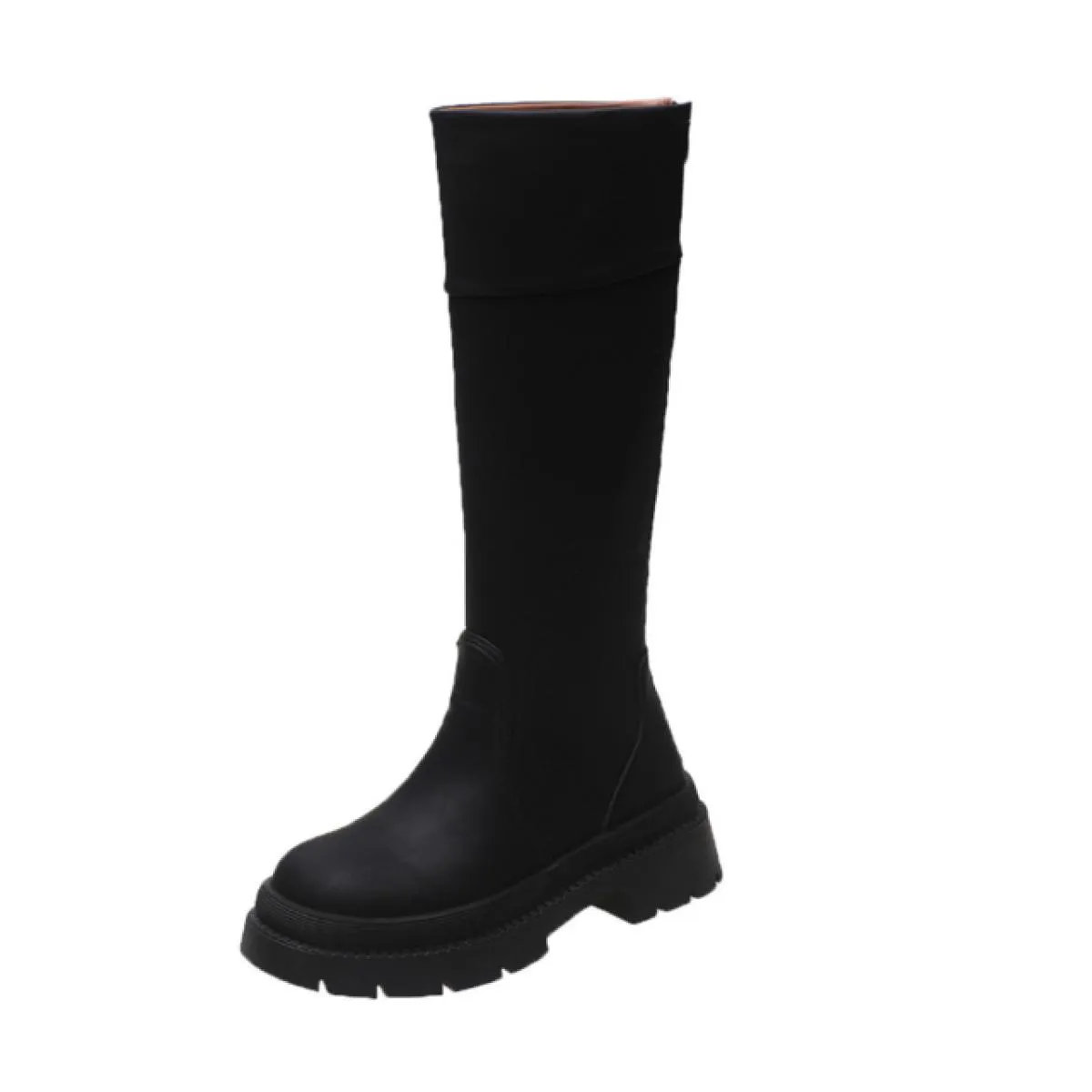 Stivali alti al ginocchio da donna Scarpe con plateau con fondo spesso a blocchi di colore femminile Designer da donna Punta ton
