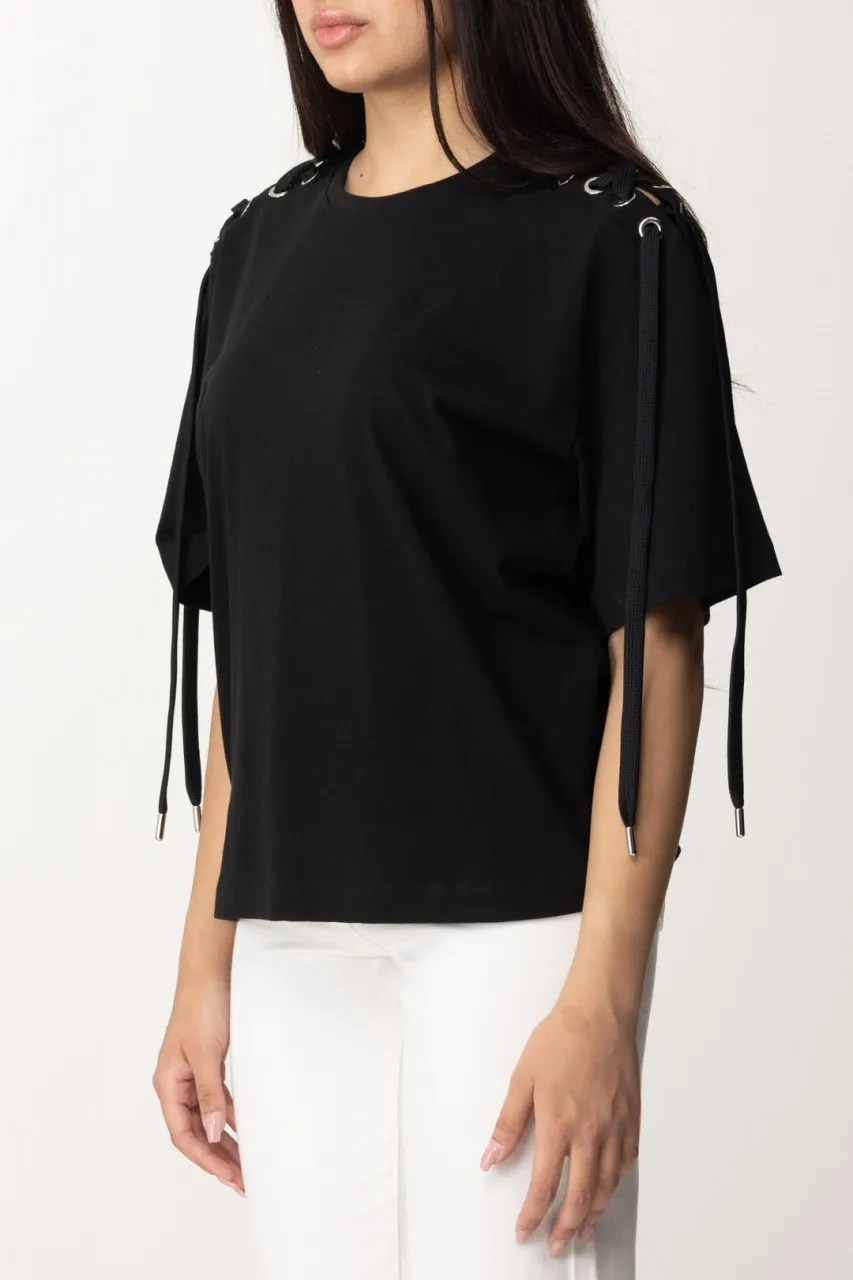 T-shirt con lacci laterali NERO LIMOUSINE