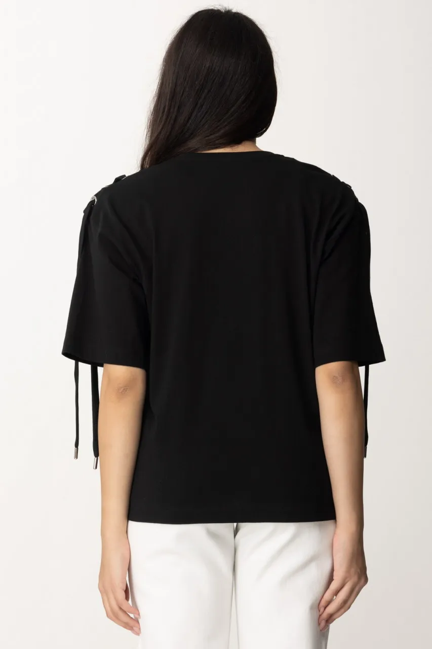 T-shirt con lacci laterali NERO LIMOUSINE