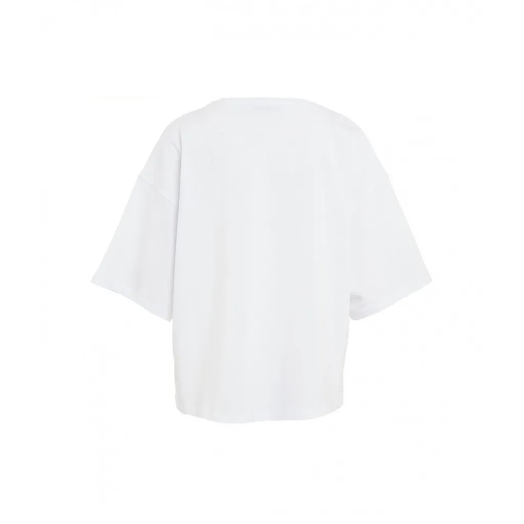 T-shirt con stampa e borchie bianco