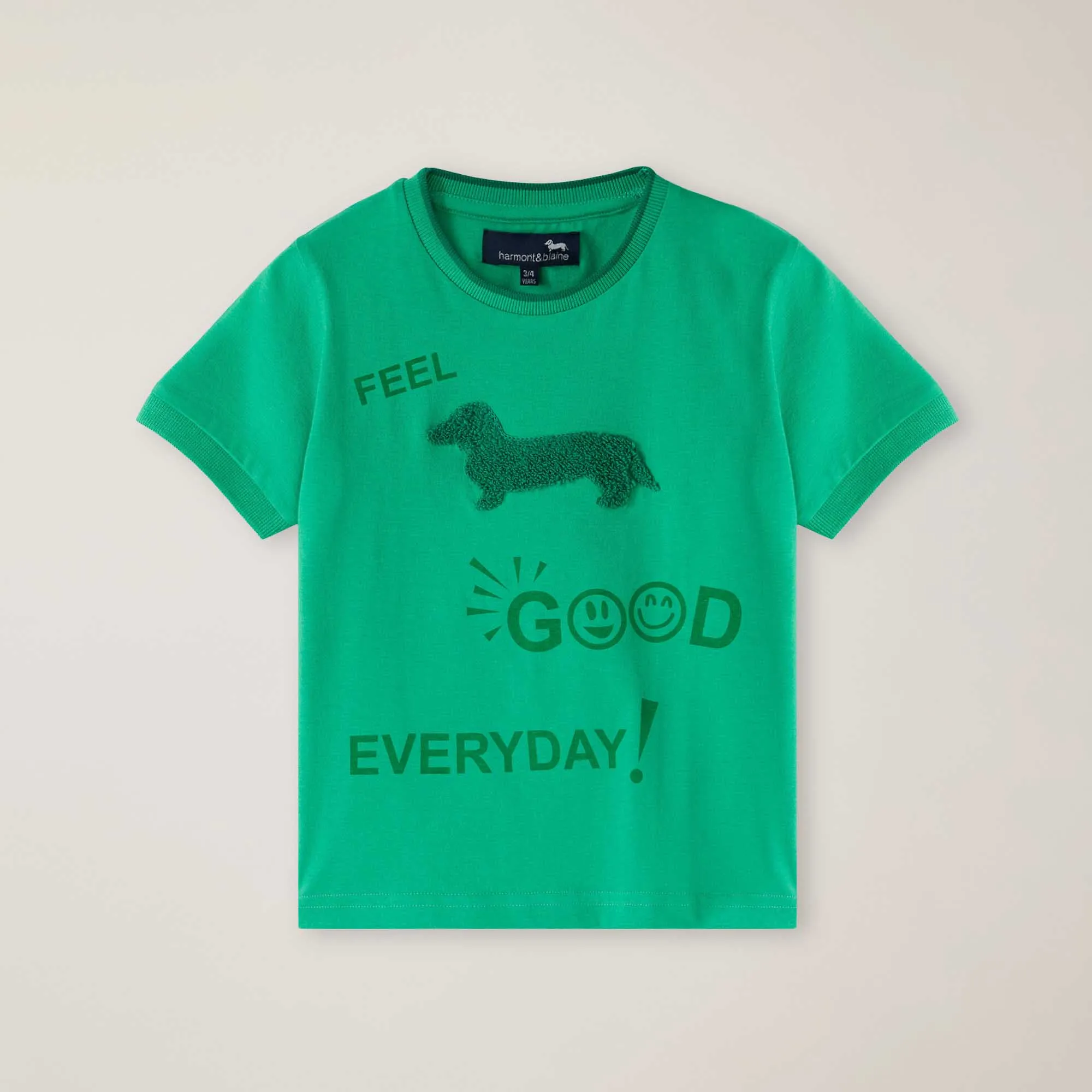 T-Shirt Cotone Organico Con Ricamo Punto Spugna