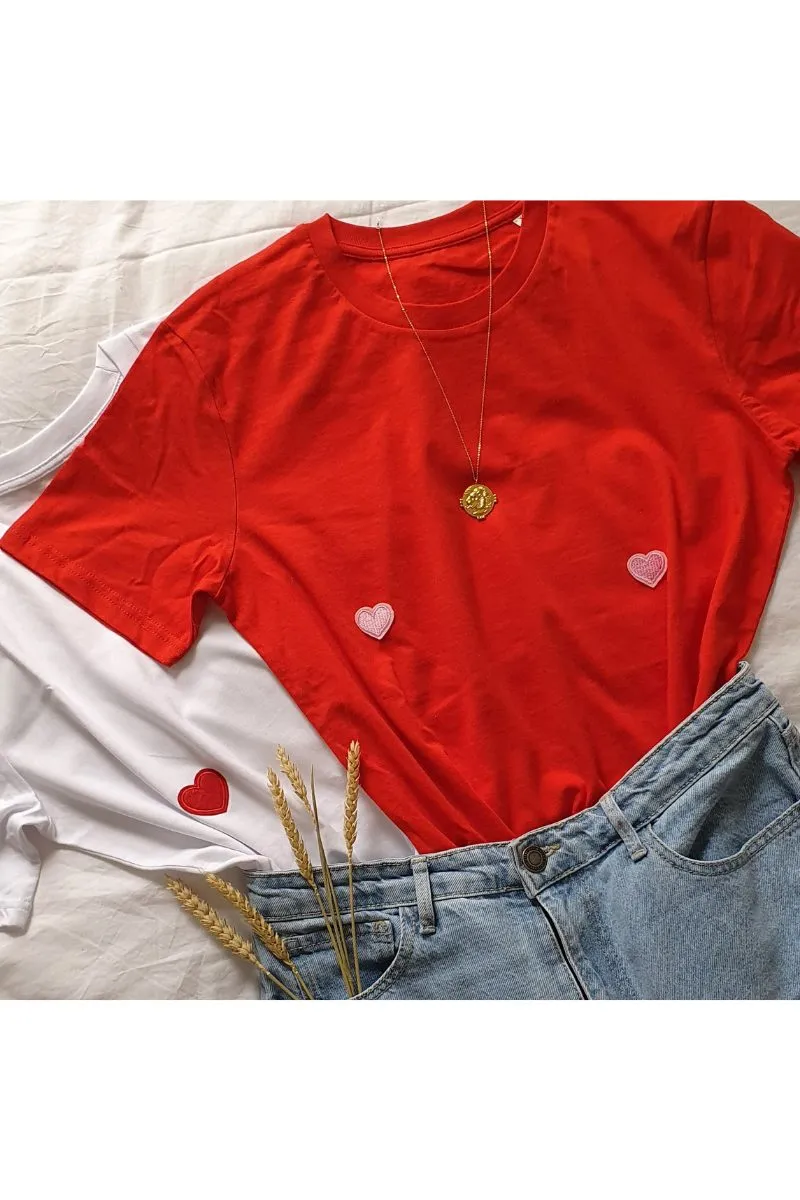 T-shirt cuori in cotone bio | 5 colori | Titsup