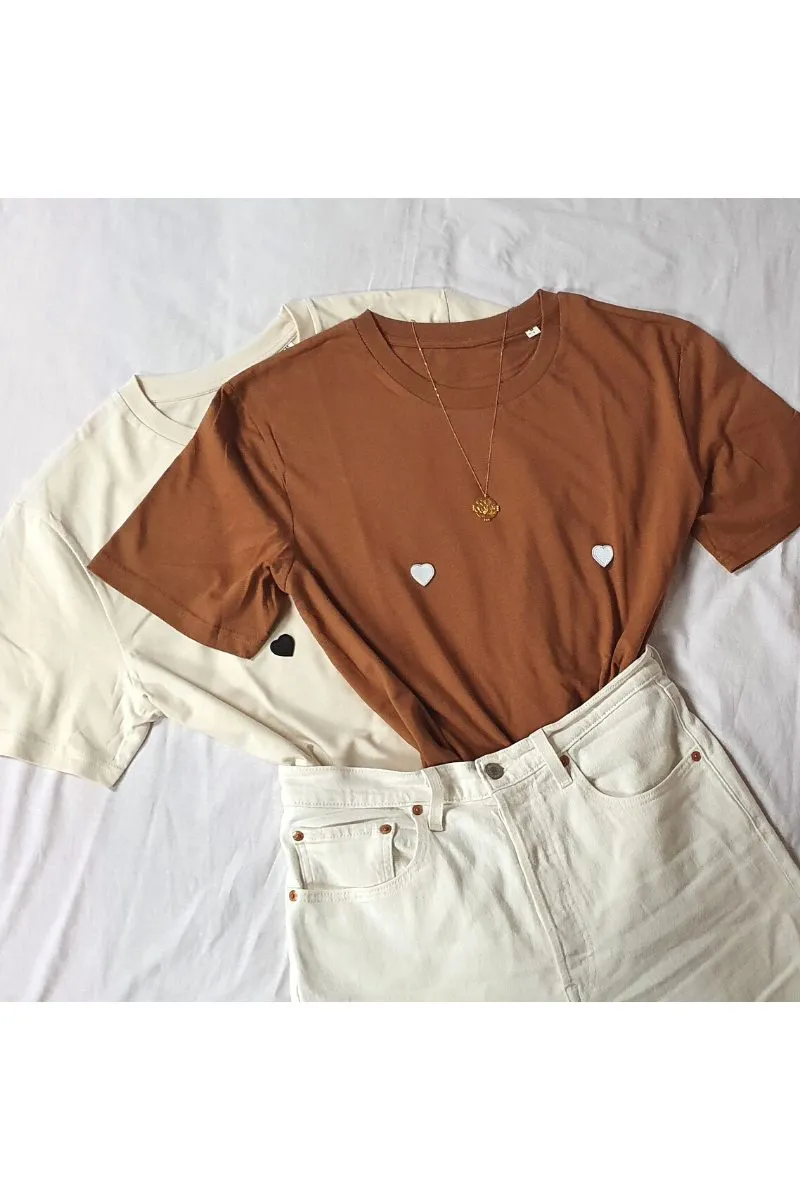 T-shirt cuori in cotone bio | 5 colori | Titsup