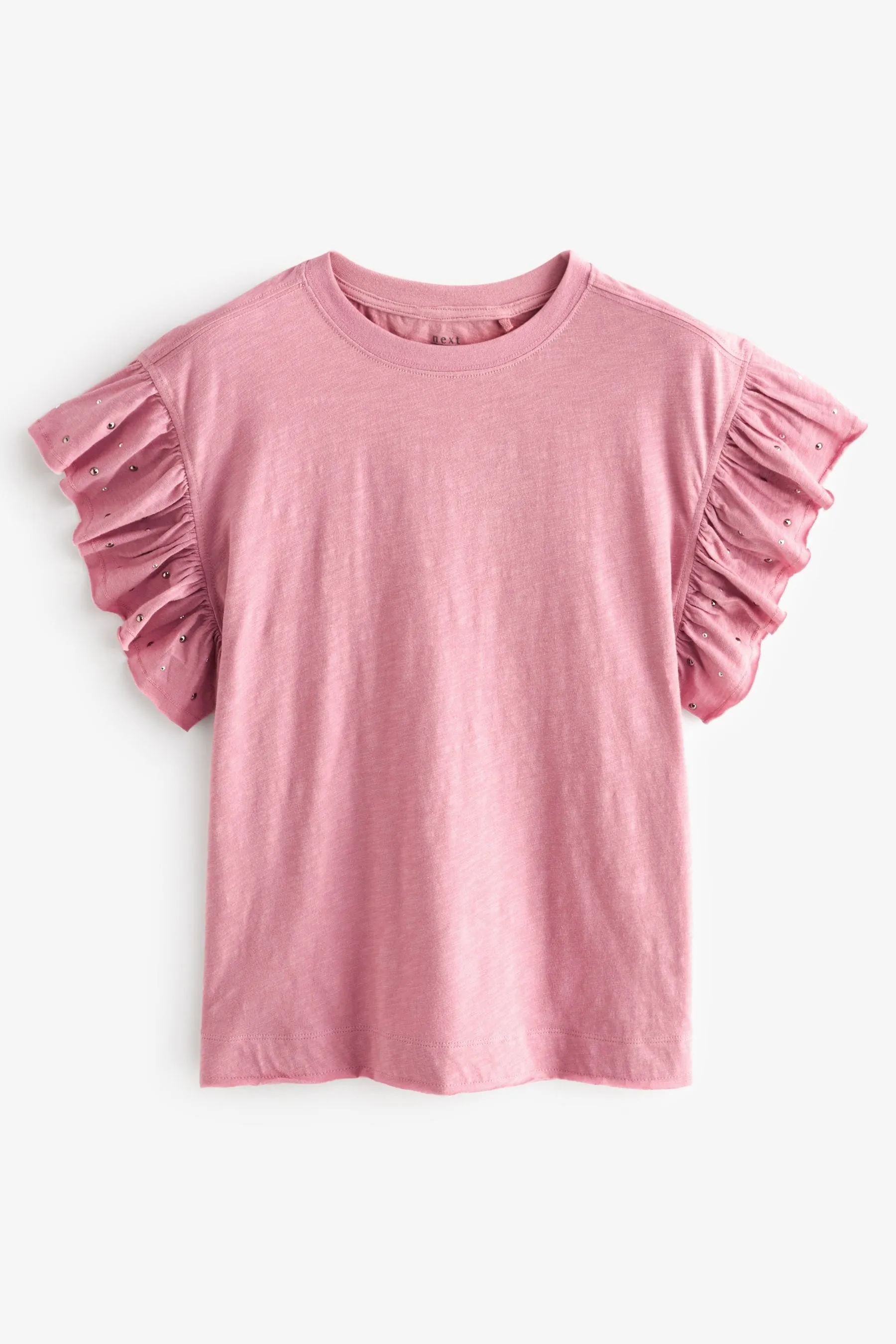 T-shirt Ruches maniche con borchie luccicanti