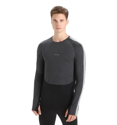 T-shirt tecnica da uomo Icebreaker 125 ZoneKnit LS Crewe (Jet heather/Nero/Metro H/CB)