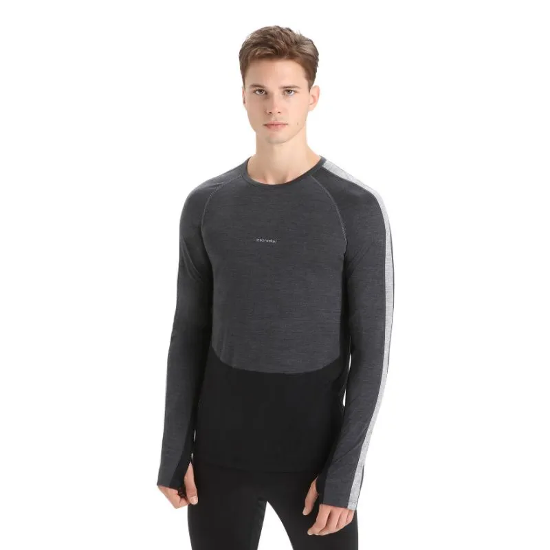 T-shirt tecnica da uomo Icebreaker 125 ZoneKnit LS Crewe (Jet heather/Nero/Metro H/CB)
