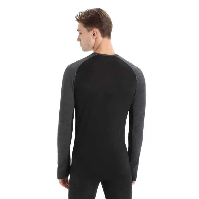 T-shirt tecnica da uomo Icebreaker 125 ZoneKnit LS Crewe (Jet heather/Nero/Metro H/CB)