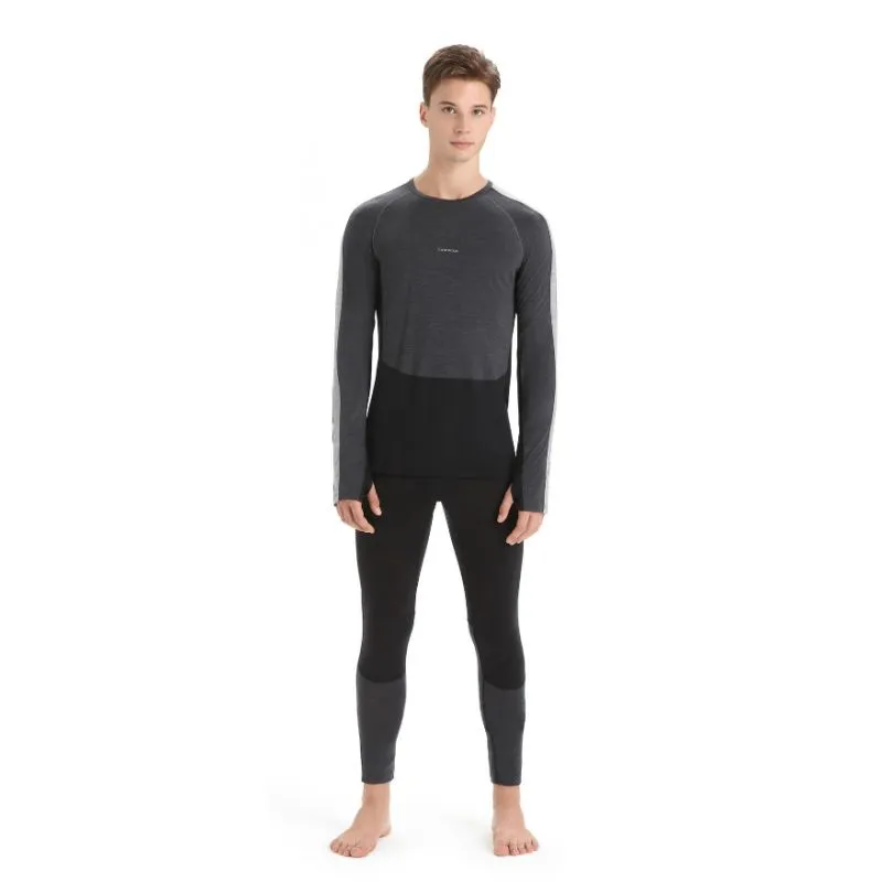 T-shirt tecnica da uomo Icebreaker 125 ZoneKnit LS Crewe (Jet heather/Nero/Metro H/CB)