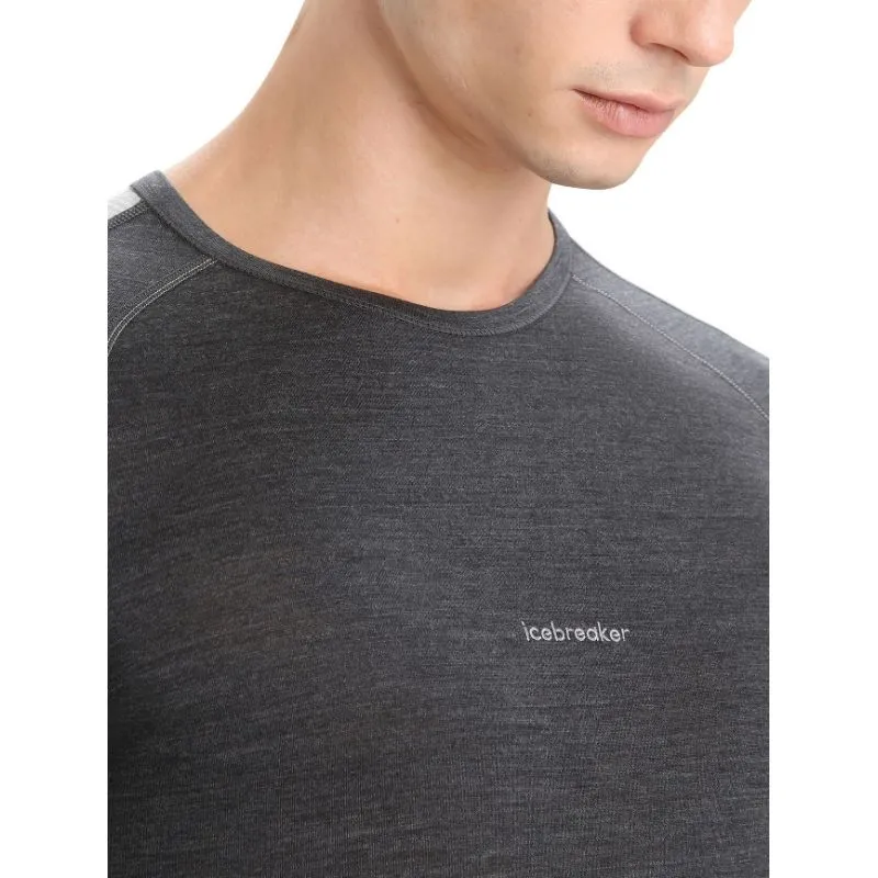 T-shirt tecnica da uomo Icebreaker 125 ZoneKnit LS Crewe (Jet heather/Nero/Metro H/CB)