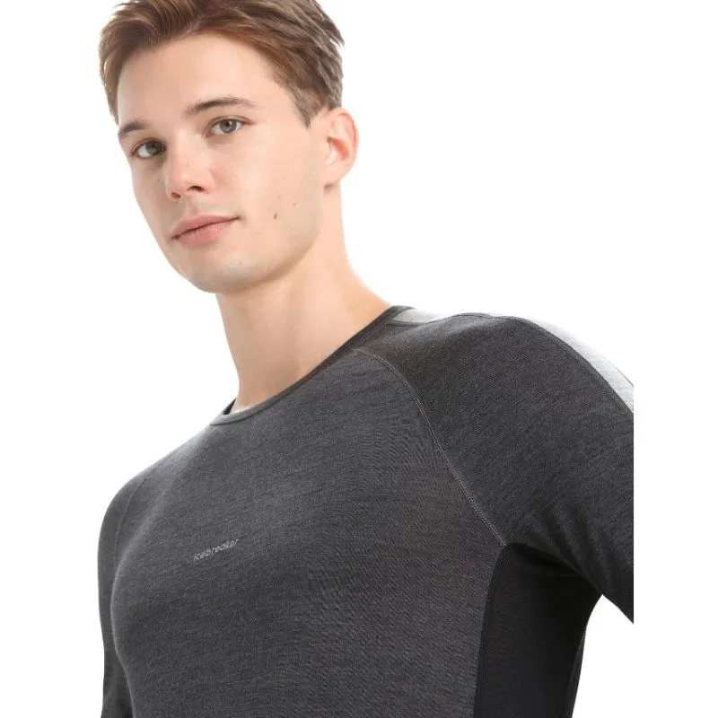 T-shirt tecnica da uomo Icebreaker 125 ZoneKnit LS Crewe (Jet heather/Nero/Metro H/CB)