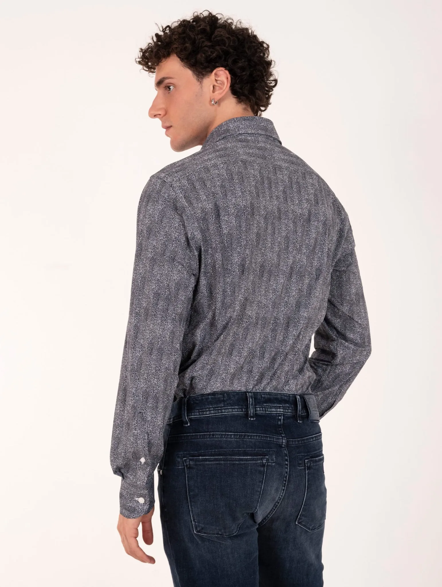 Tecno Camicia Orian Antibatterica Fantasia Bianca e Nera