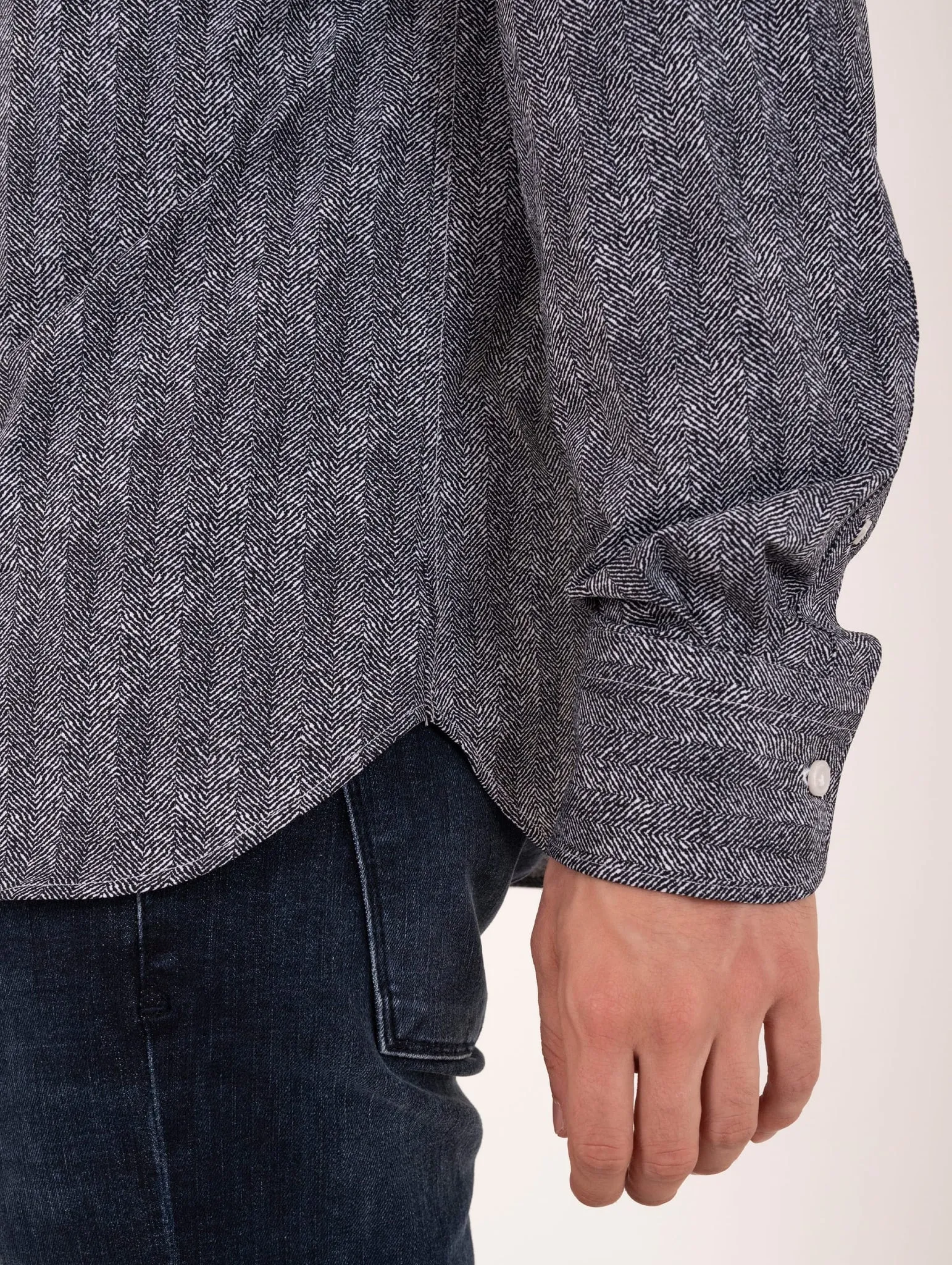 Tecno Camicia Orian Antibatterica Fantasia Bianca e Nera