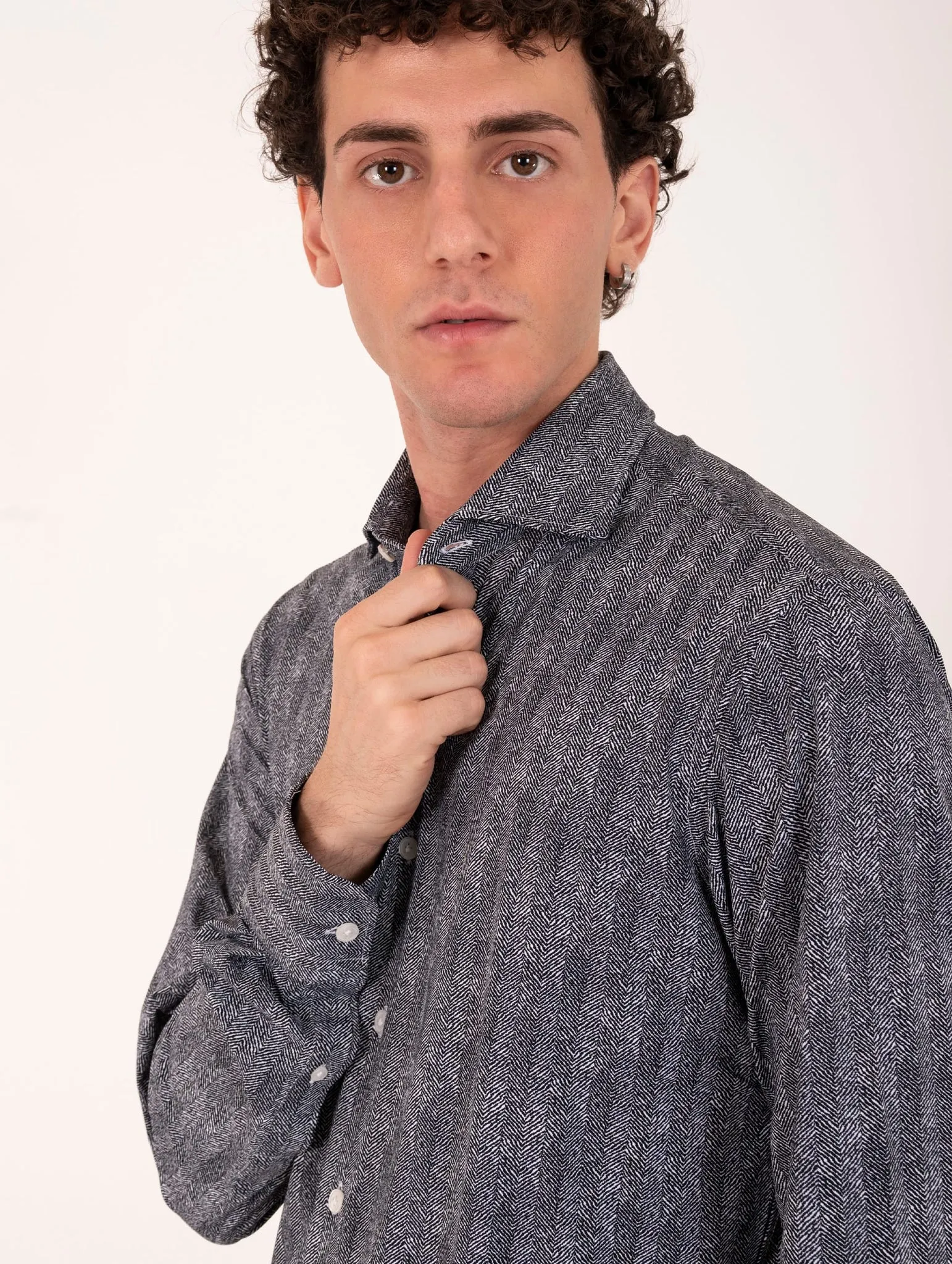 Tecno Camicia Orian Antibatterica Fantasia Bianca e Nera