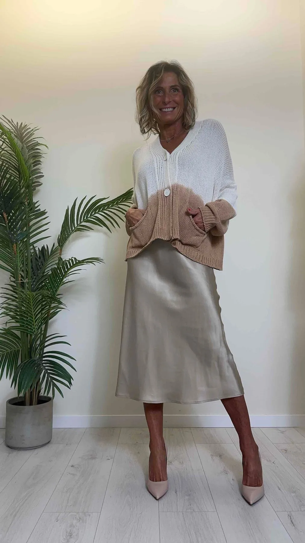 TENSIONE IN - 1240106 - CARDIGAN COTONE BICOLOR CON TASCHE