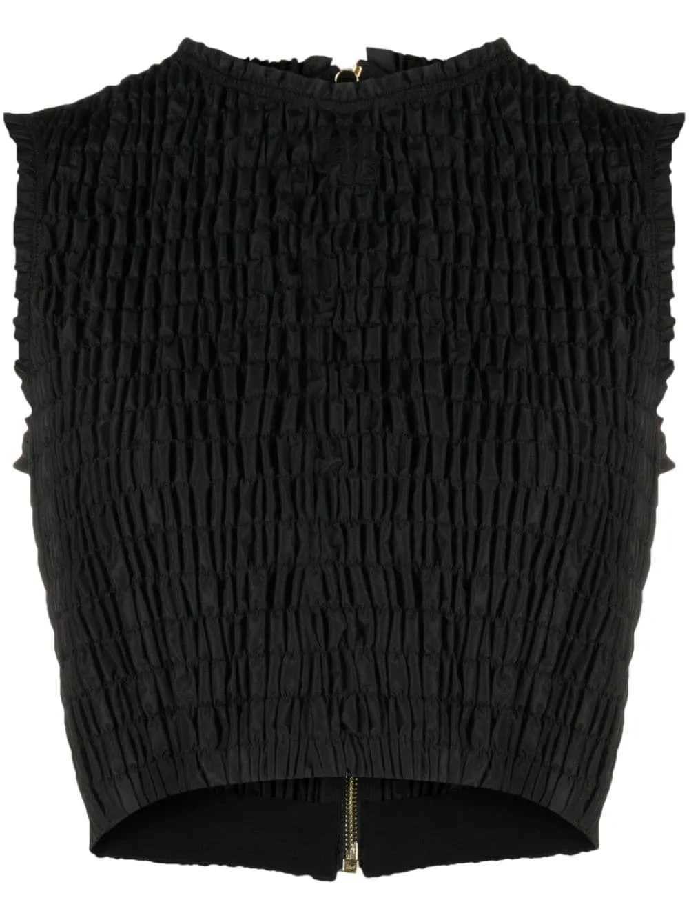 Top corto arricciato in nero - donna