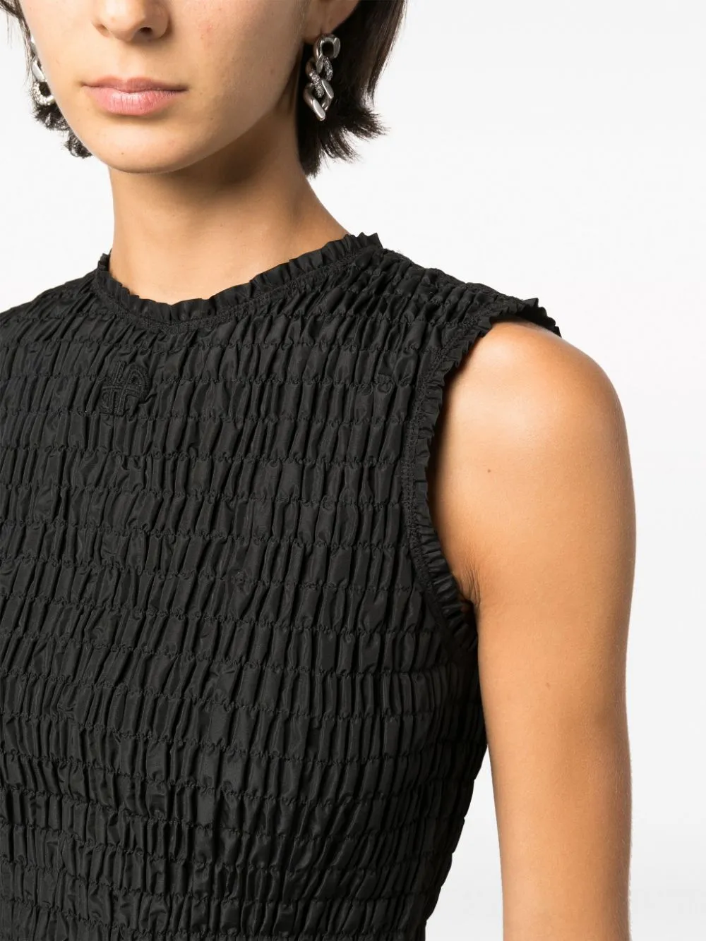 Top corto arricciato in nero - donna