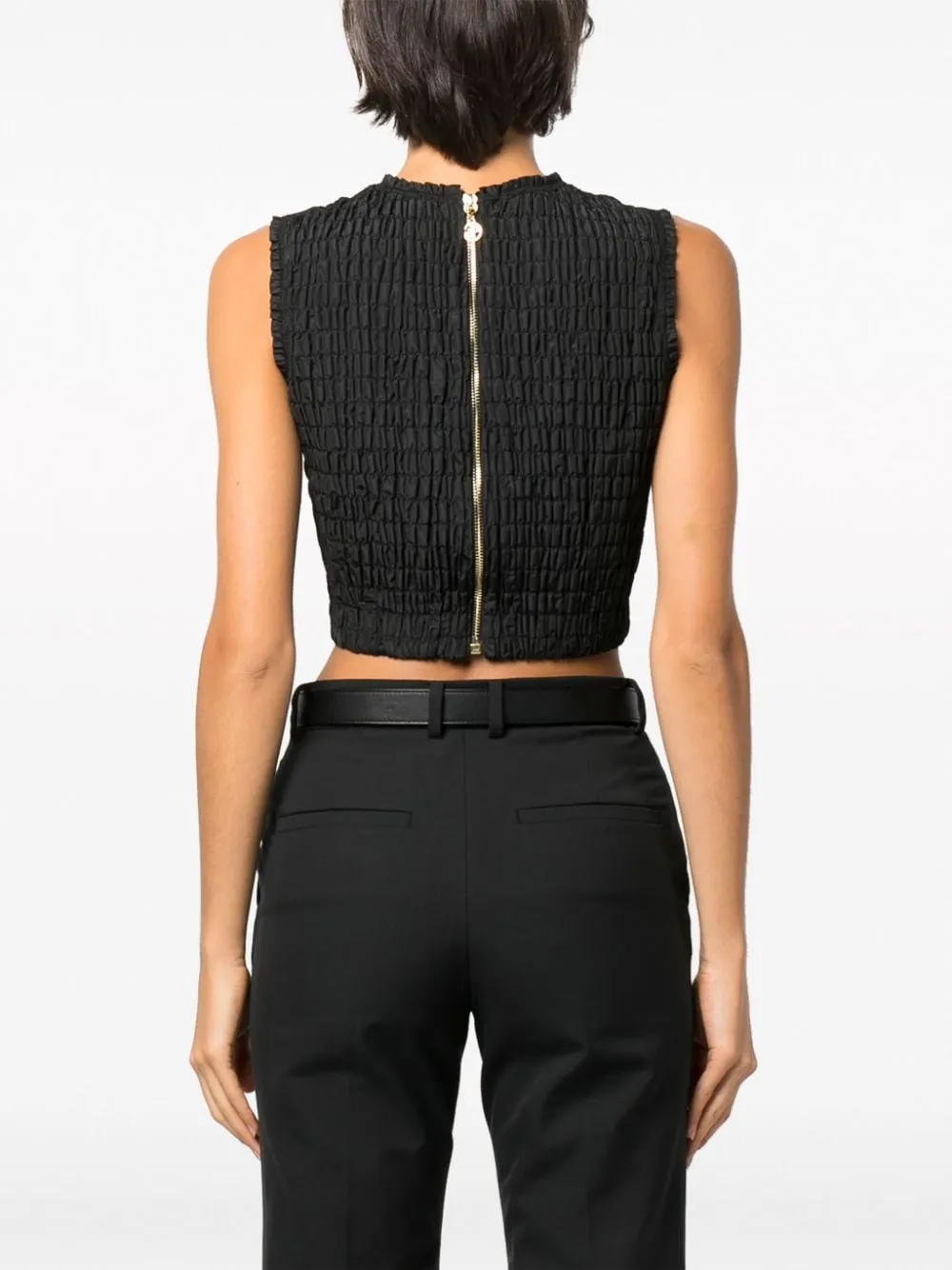 Top corto arricciato in nero - donna