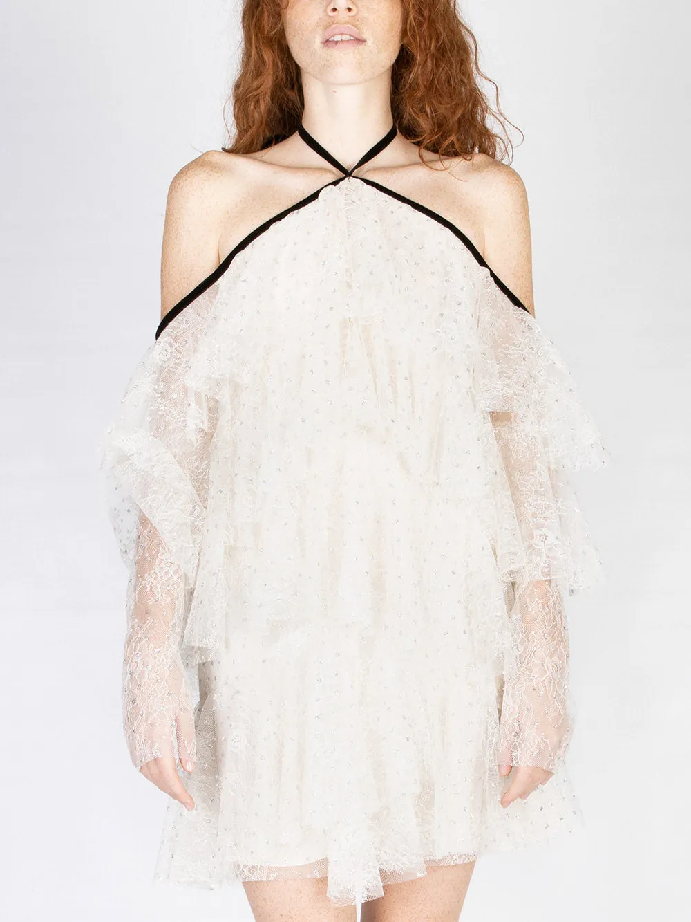 Top in tulle con ruches