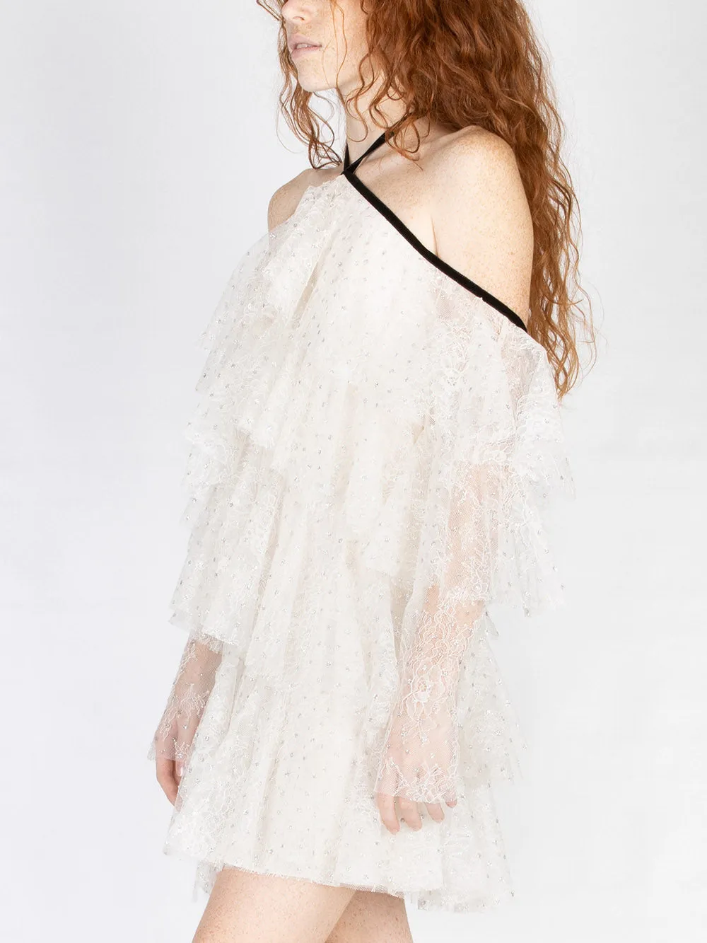 Top in tulle con ruches