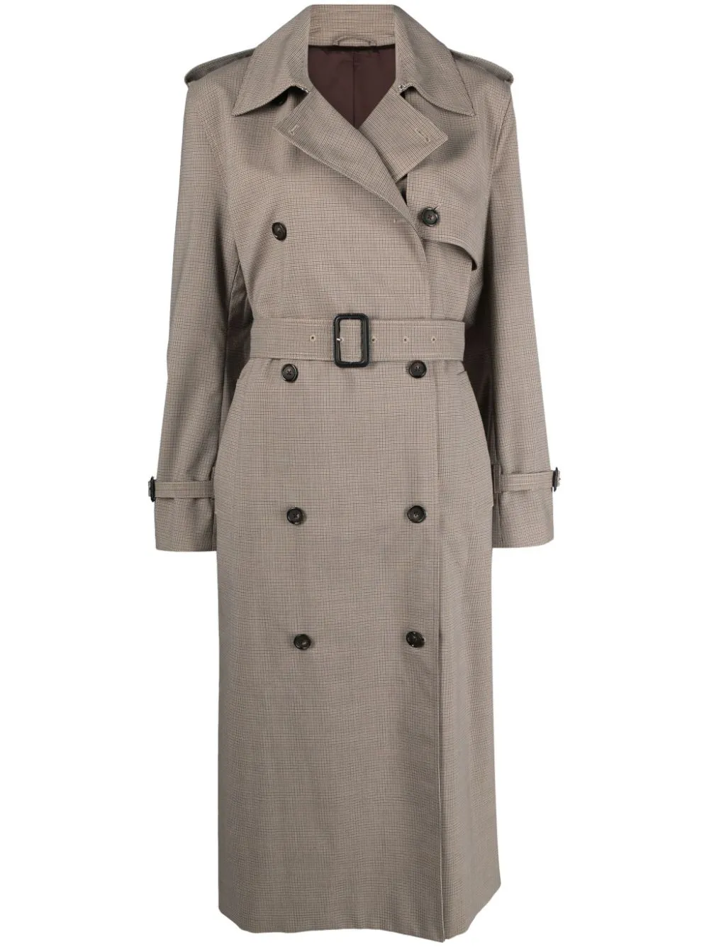 Trench a quadri in beige - donna