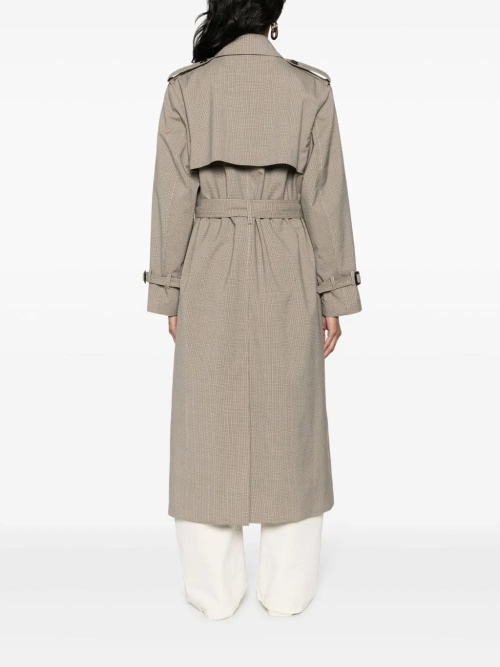 Trench a quadri in beige - donna