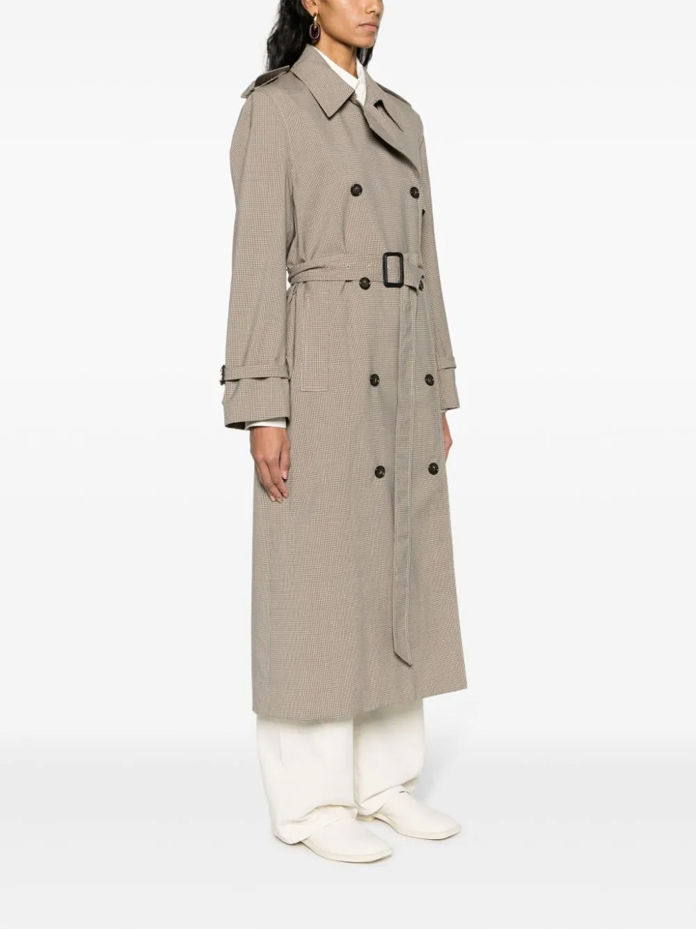 Trench a quadri in beige - donna