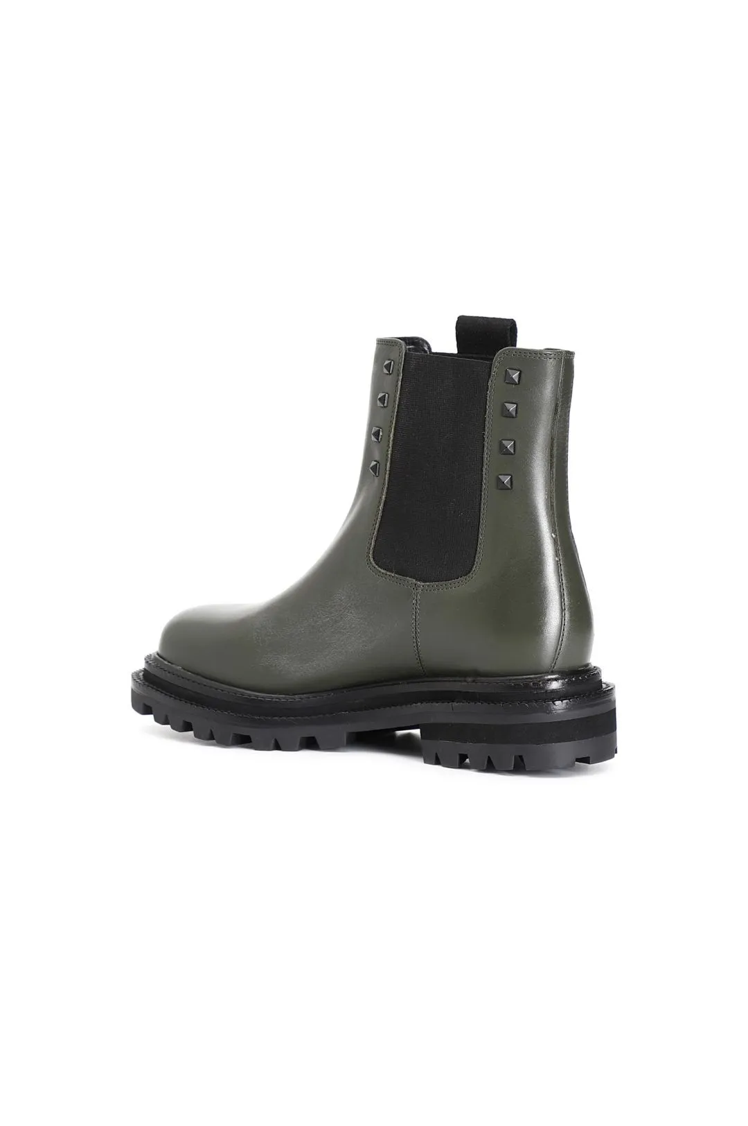 tronchetto donna in pelle con elastico verde