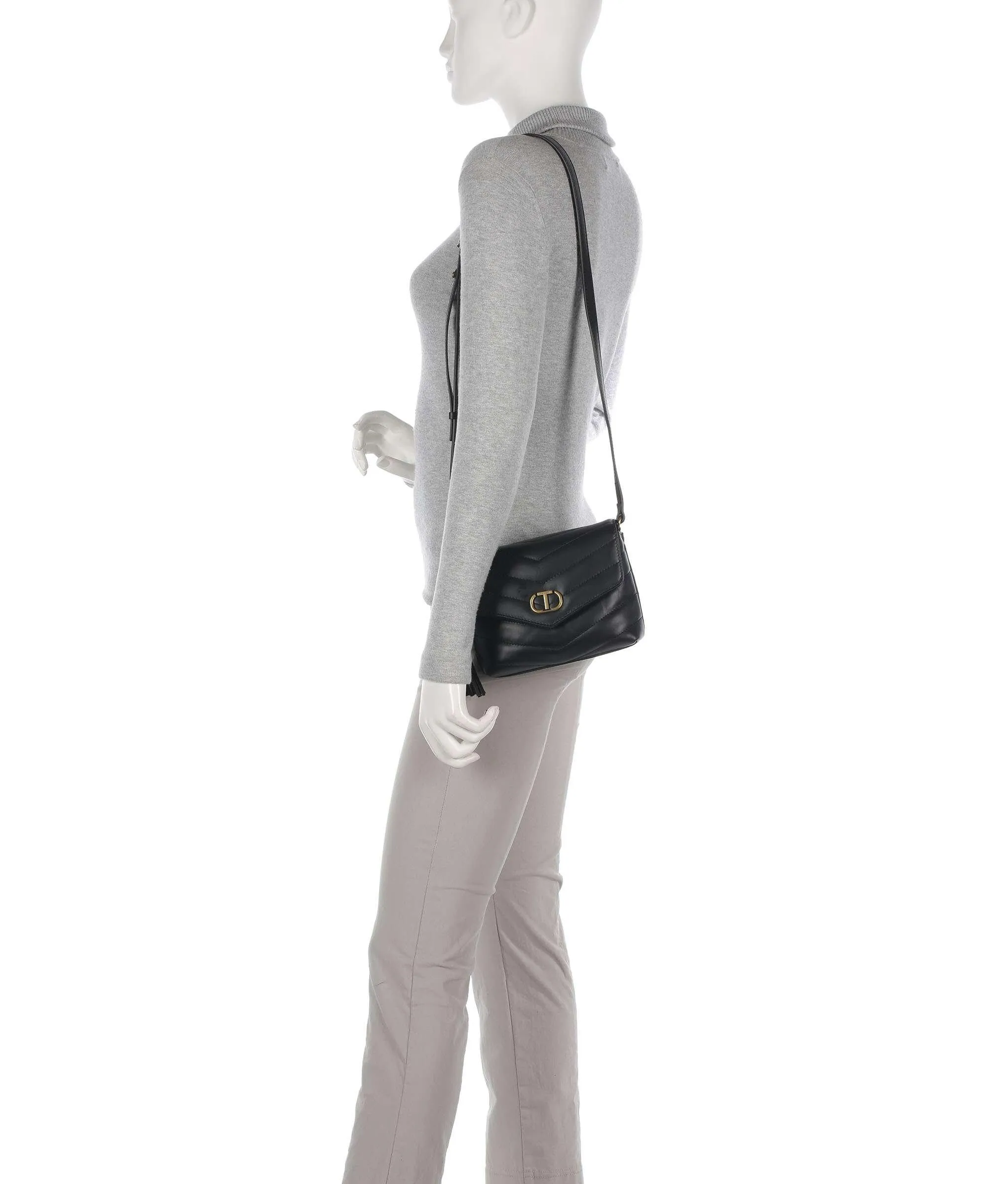  Twinset Dreamy Leather Borsa a tracolla pelle di vitello nero  